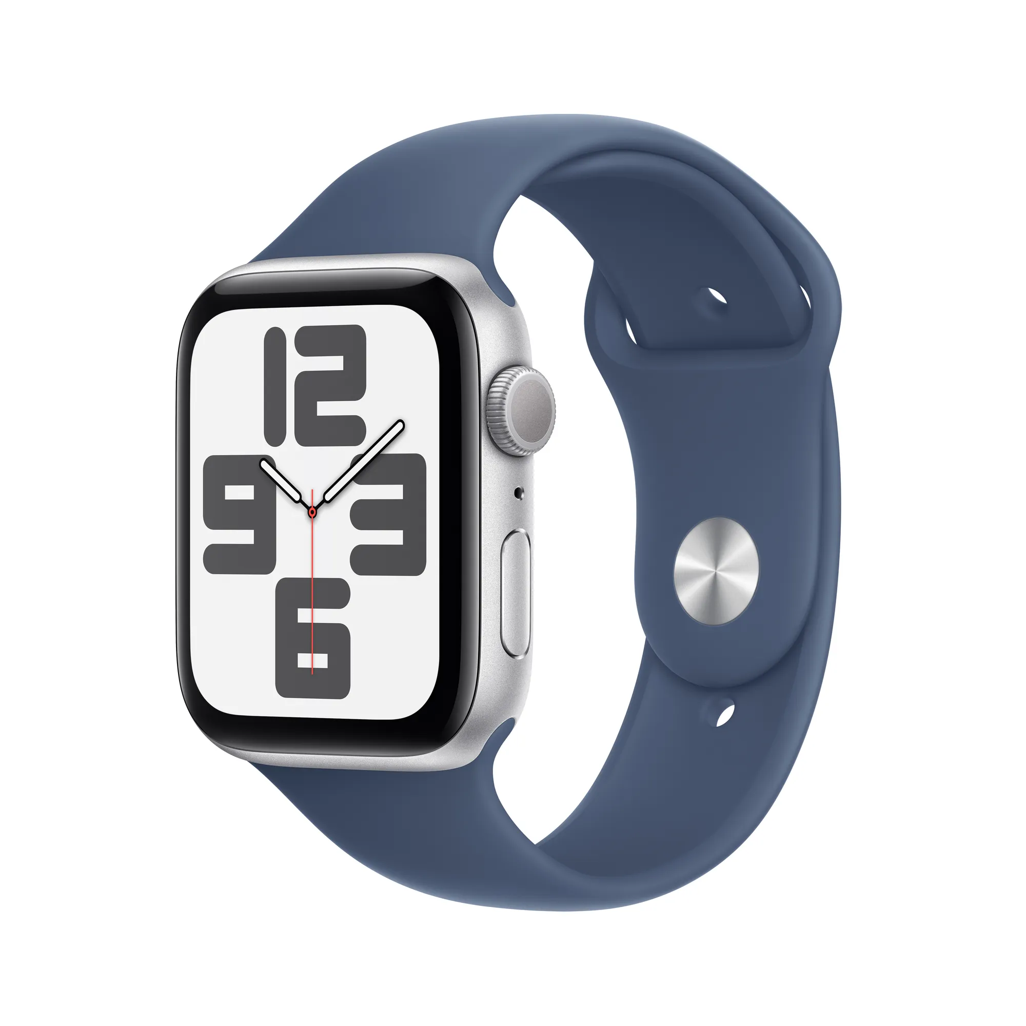 Apple Watch SE GPS, 40 mm-es ezüstszínű alumíniumtok, denimszínű sportszíj – S/M