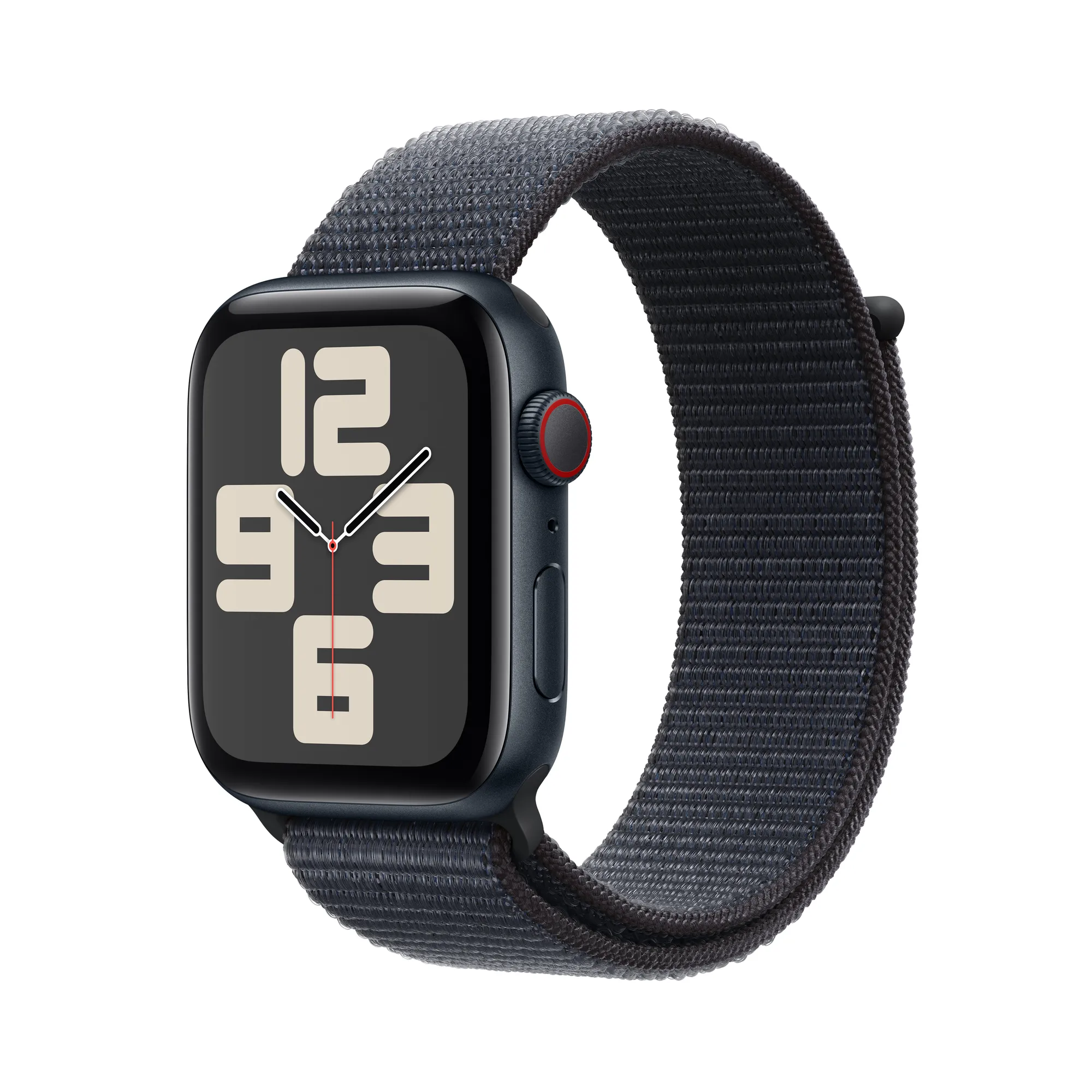 Apple Watch SE GPS + Cellular, 40 mm-es éjfekete alumíniumtok, tintaszínű sportpánt