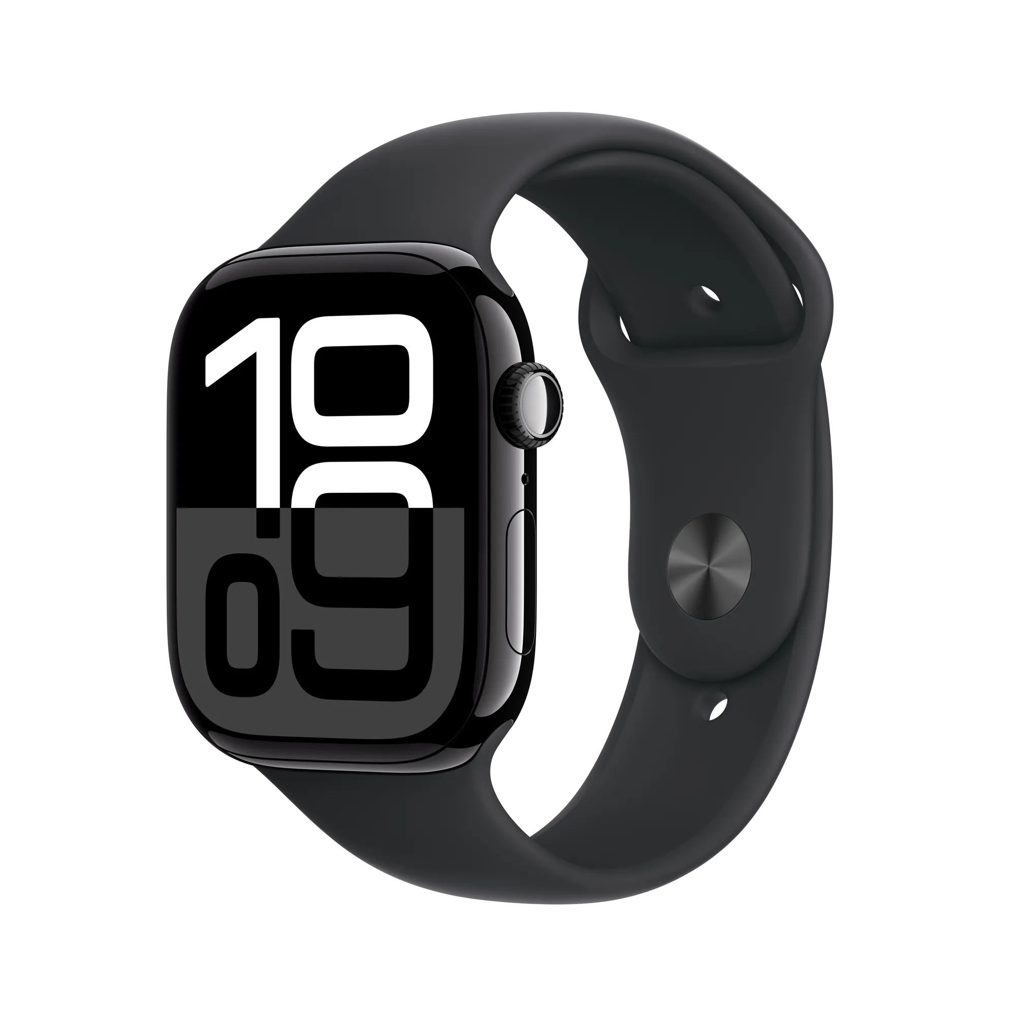 Apple Watch Series 10 GPS, 42 mm-es kozmoszfekete alumíniumtok, fekete sportszíj - S/M