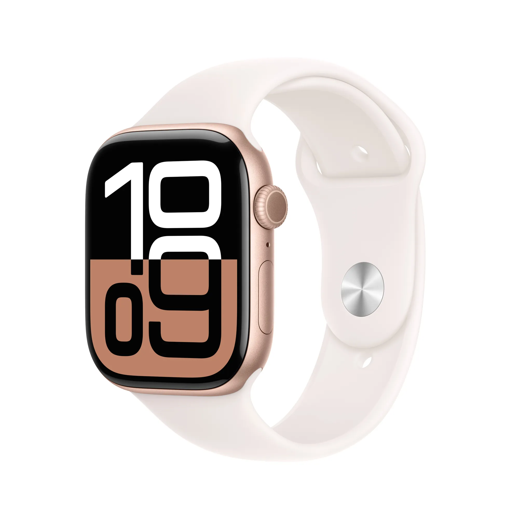 Apple Watch Series 10 GPS, 42 mm-es rozéarany alumíniumtok, lágy rózsaszín sportszíj - S/M - Bontott