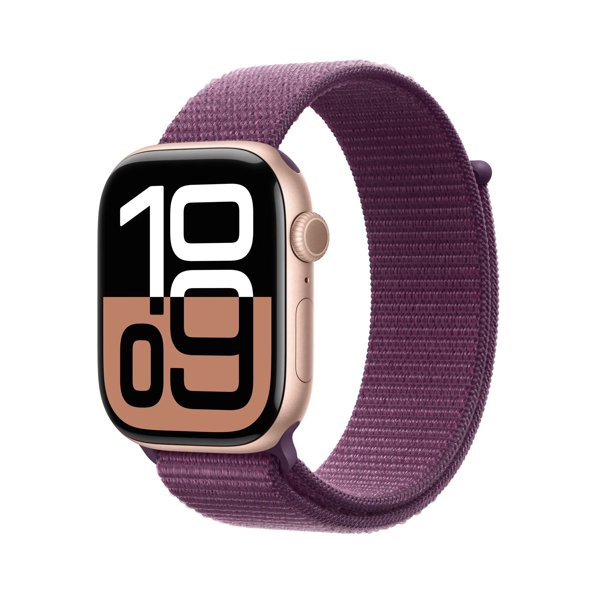 Apple Watch Series 10 GPS + Cellular, 42 mm-es rozéarany alumíniumtok, szilva sportpánt