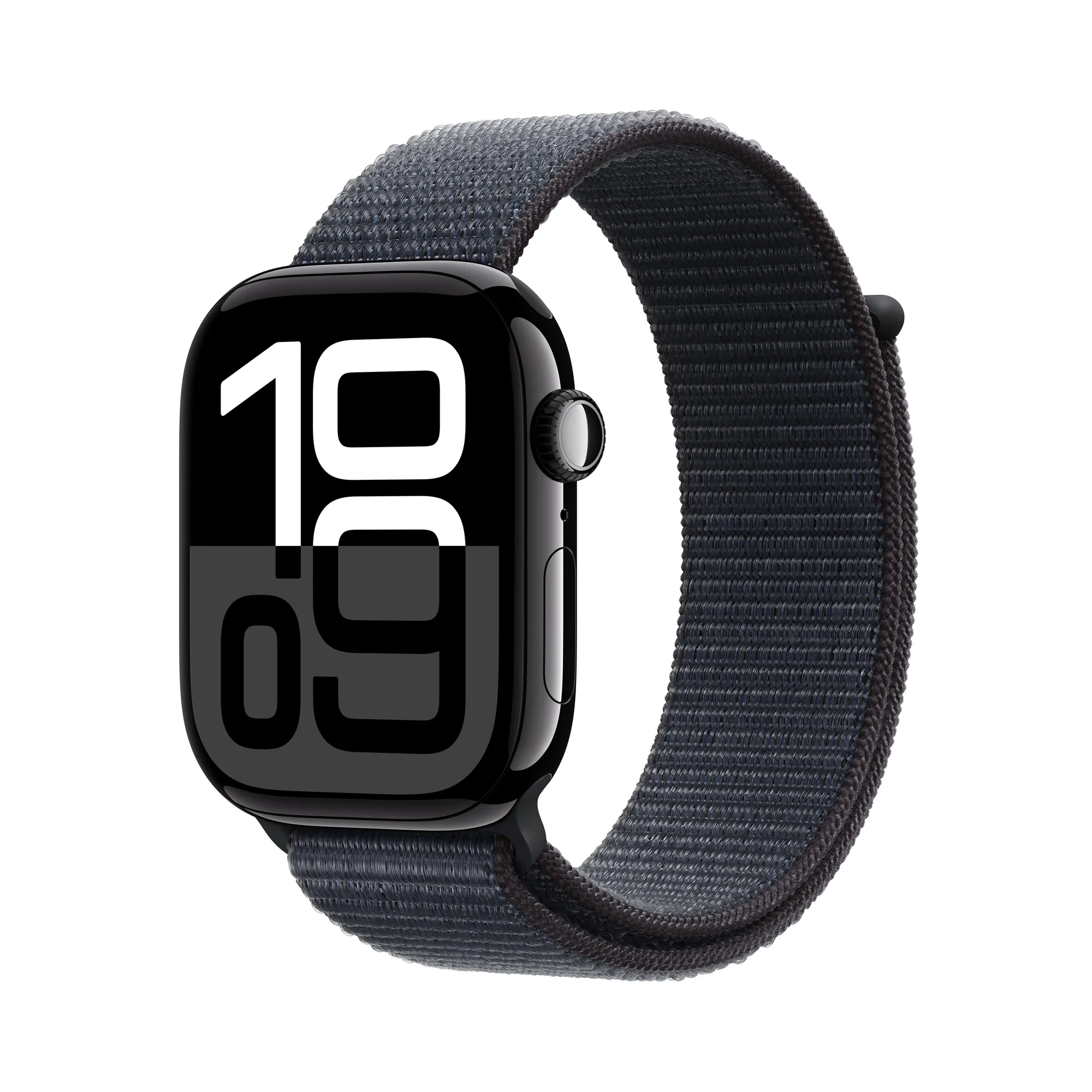 Apple Watch Series 10 GPS, 46 mm-es kozmoszfekete alumíniumtok, tintaszínű sportpánt