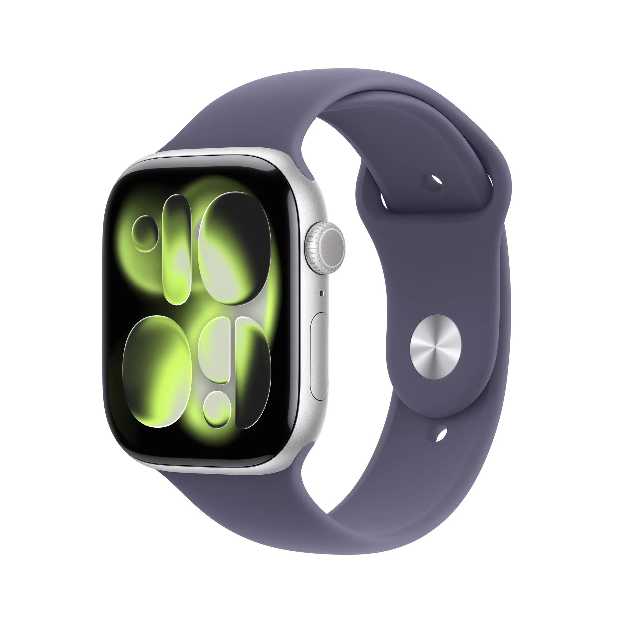 Apple Watch Series 11 GPS, 42 mm-es ezüstszínű alumíniumtok, ködös lila sportszíj – SM