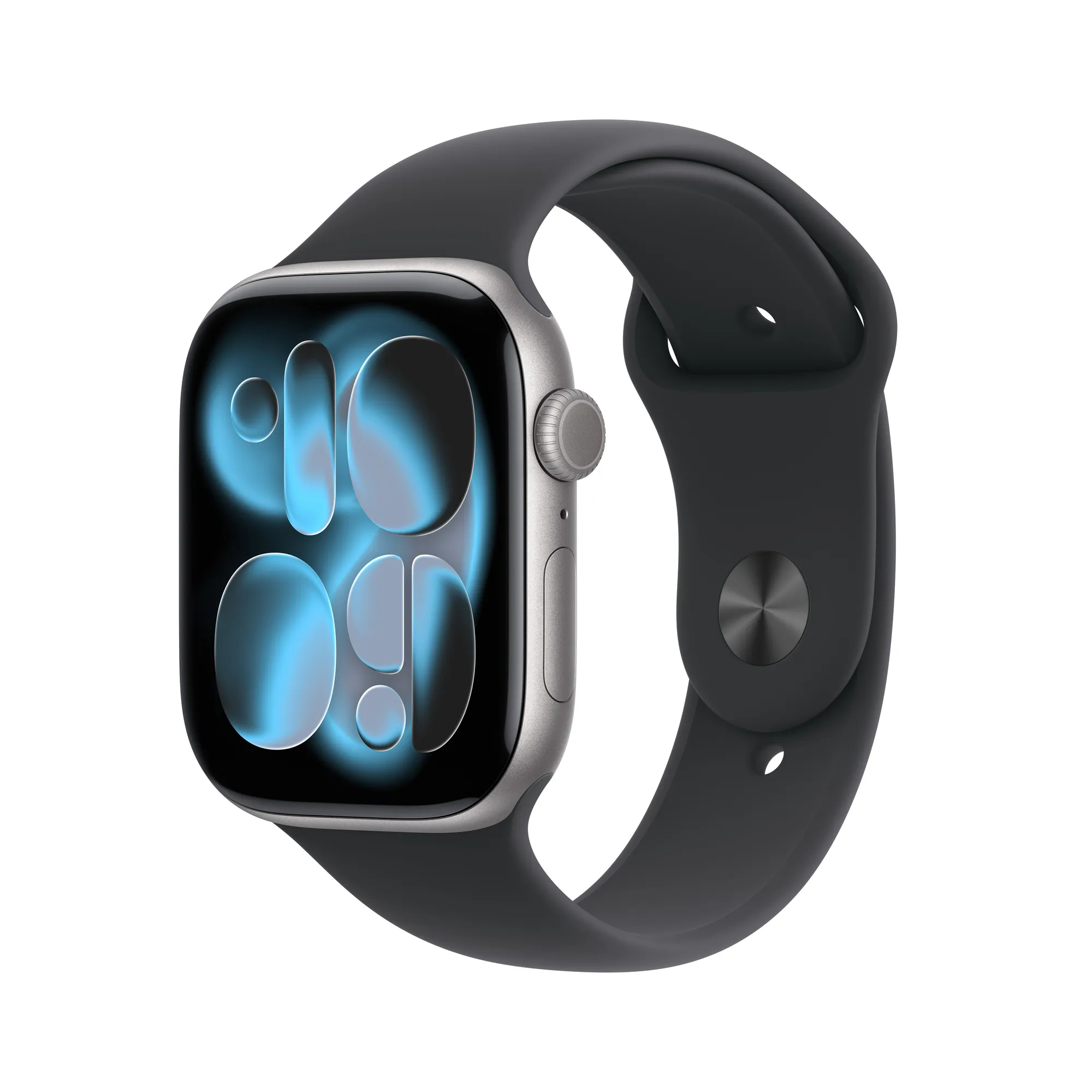 Apple Watch Series 11 GPS, 46 mm-es asztroszürke alumíniumtok, fekete sportszíj – ML