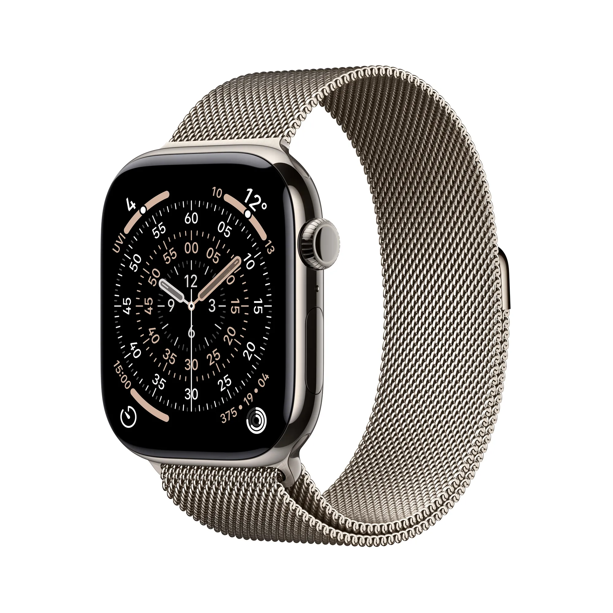 Apple Watch Series 11 GPS + Cellular, 46 mm-es natúr titántok, natúr milánói szíj – ML