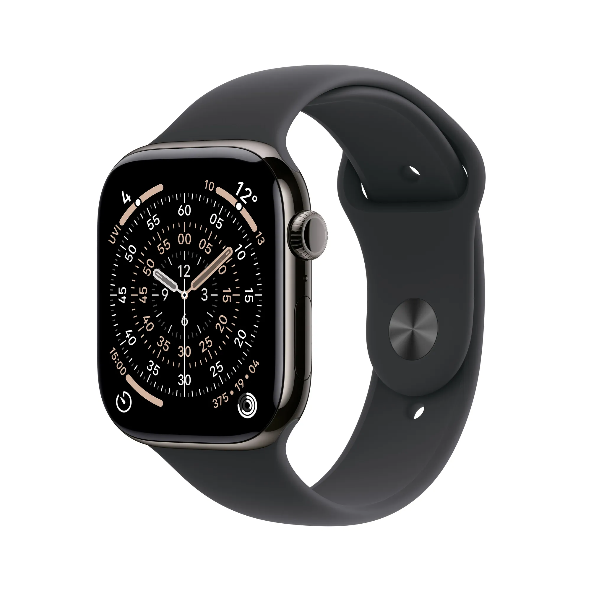 Apple Watch Series 11 GPS + Cellular, 42 mm-es palaszürke titántok, fekete sportszíj – SM