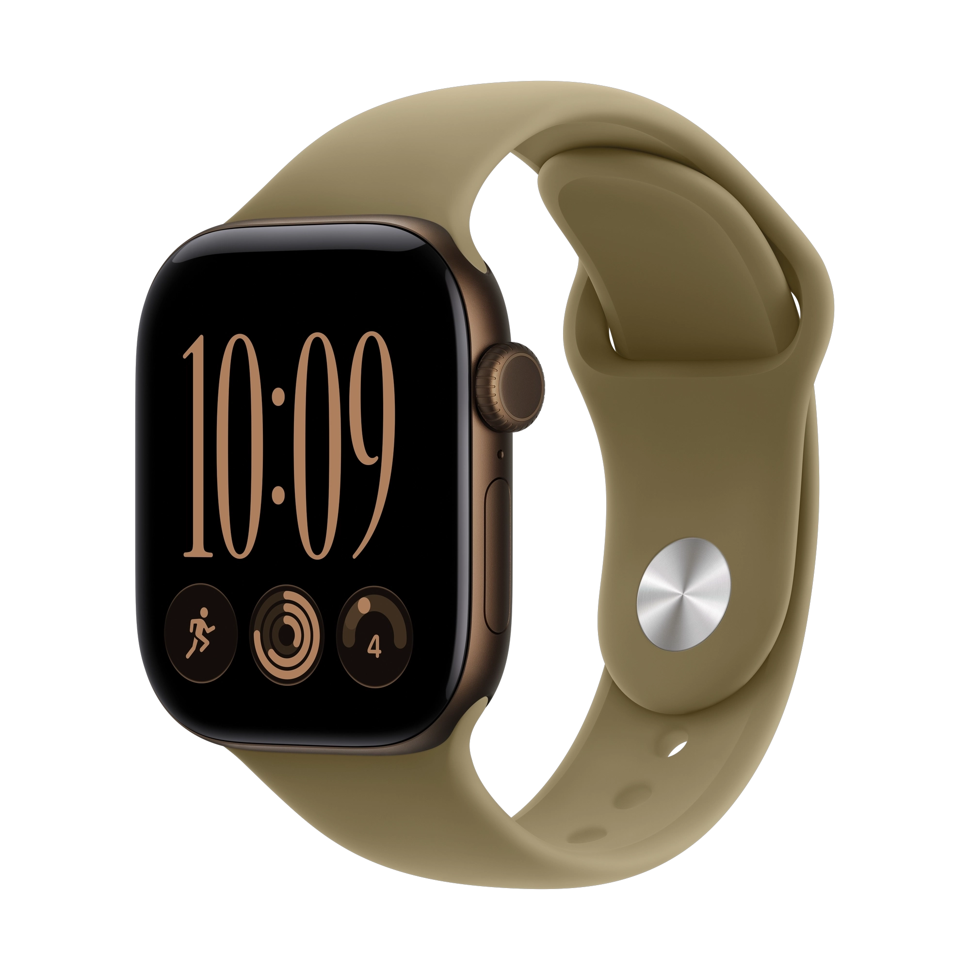 Apple Watch Series 12 GPS 42mm Dark Bronze Aluminium Case with Olive Sport Band - S/M