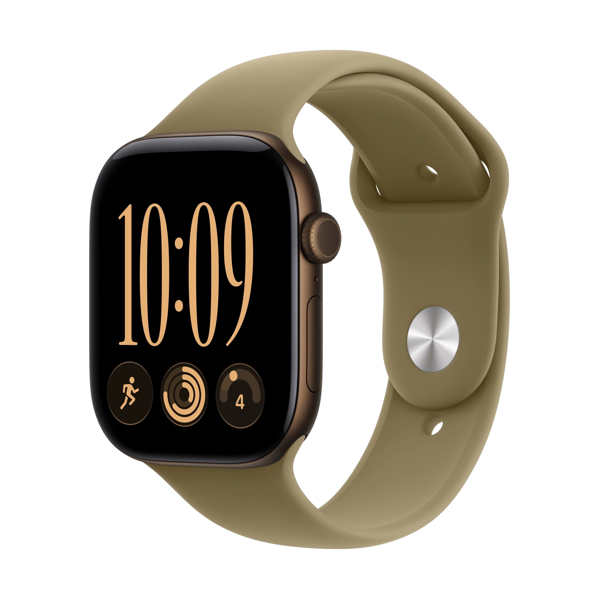 Apple Watch Series 12 GPS 46mm Dark Bronze Aluminium Case with Olive Sport Band - S/M