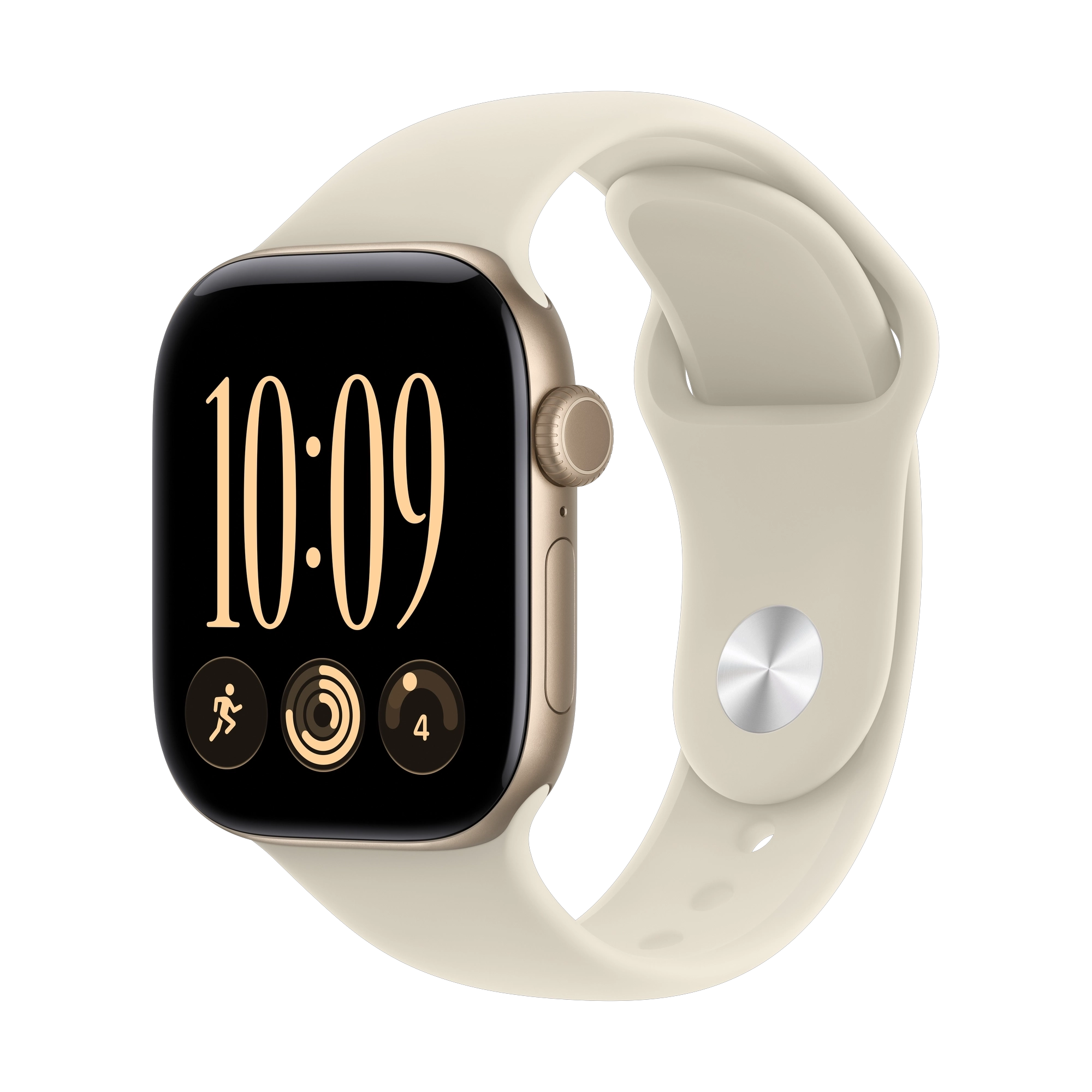 Apple Watch Series 12 GPS + Cellular 42mm Light Gold Aluminium Case with Sand Sport Band - S/M