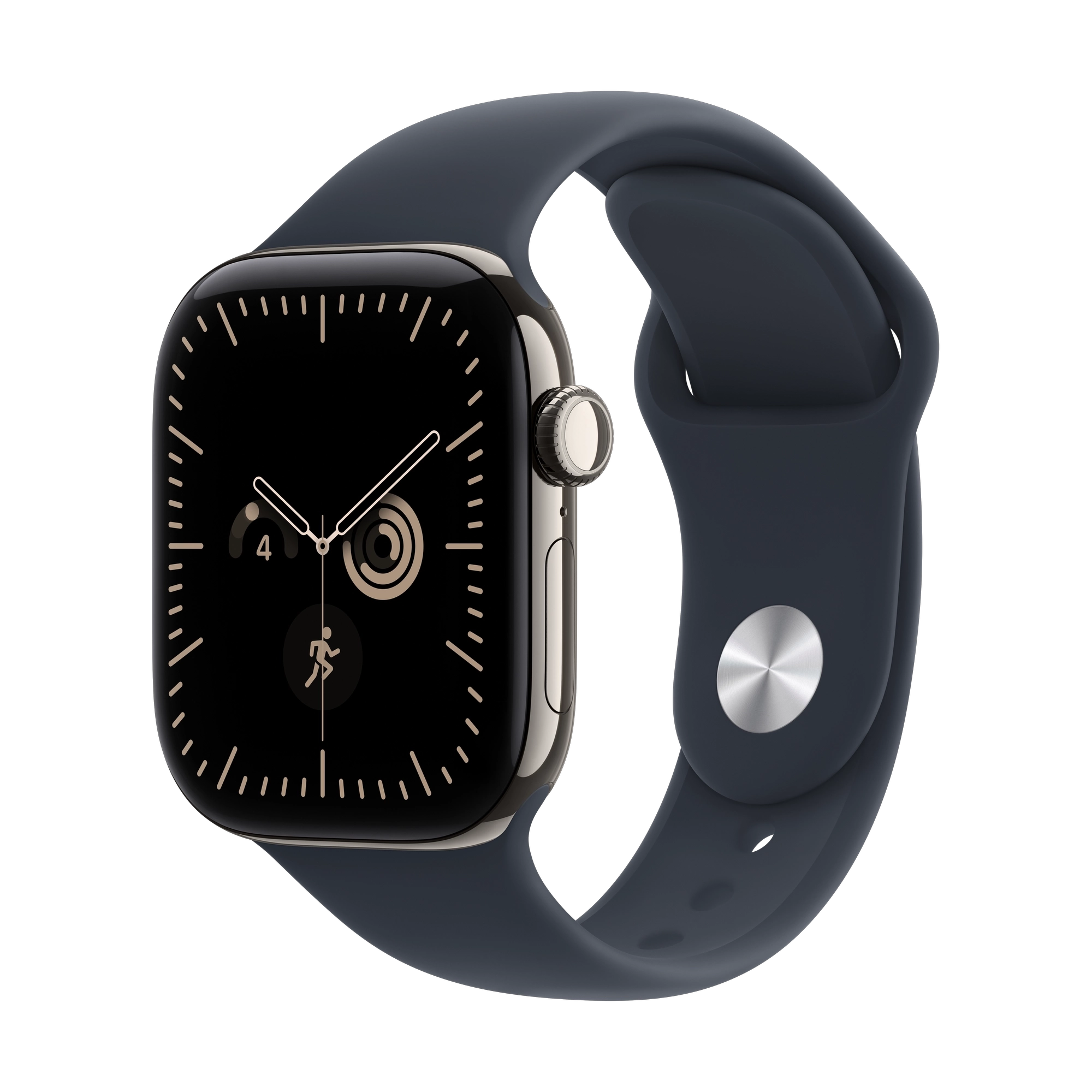 Apple Watch Series 12 GPS + Cellular 42mm Natural Titanium Case with Navy Blue Sport Band - M/L