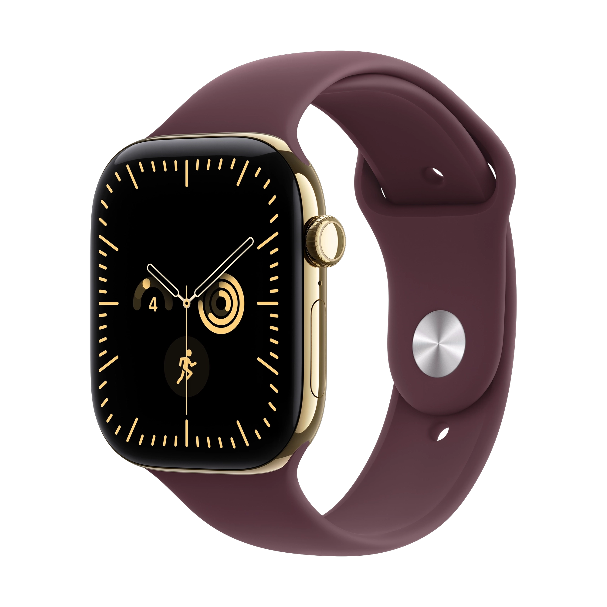 Apple Watch Series 12 GPS + Cellular 42mm Radiant Gold Titanium Case with Burgundy Sport Band - M/L