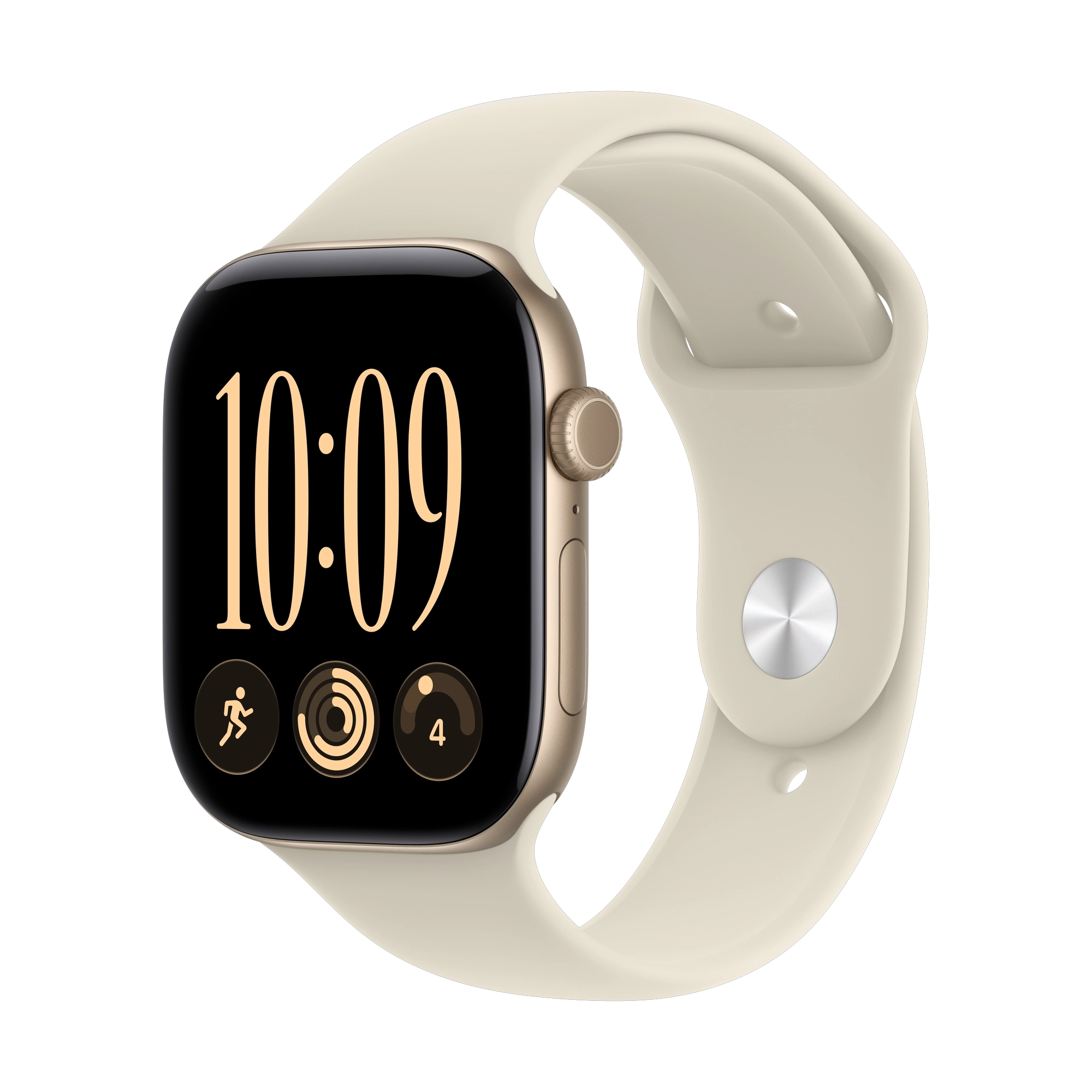 Apple Watch Series 12 GPS + Cellular 46mm Light Gold Aluminium Case with Sand Sport Band - S/M