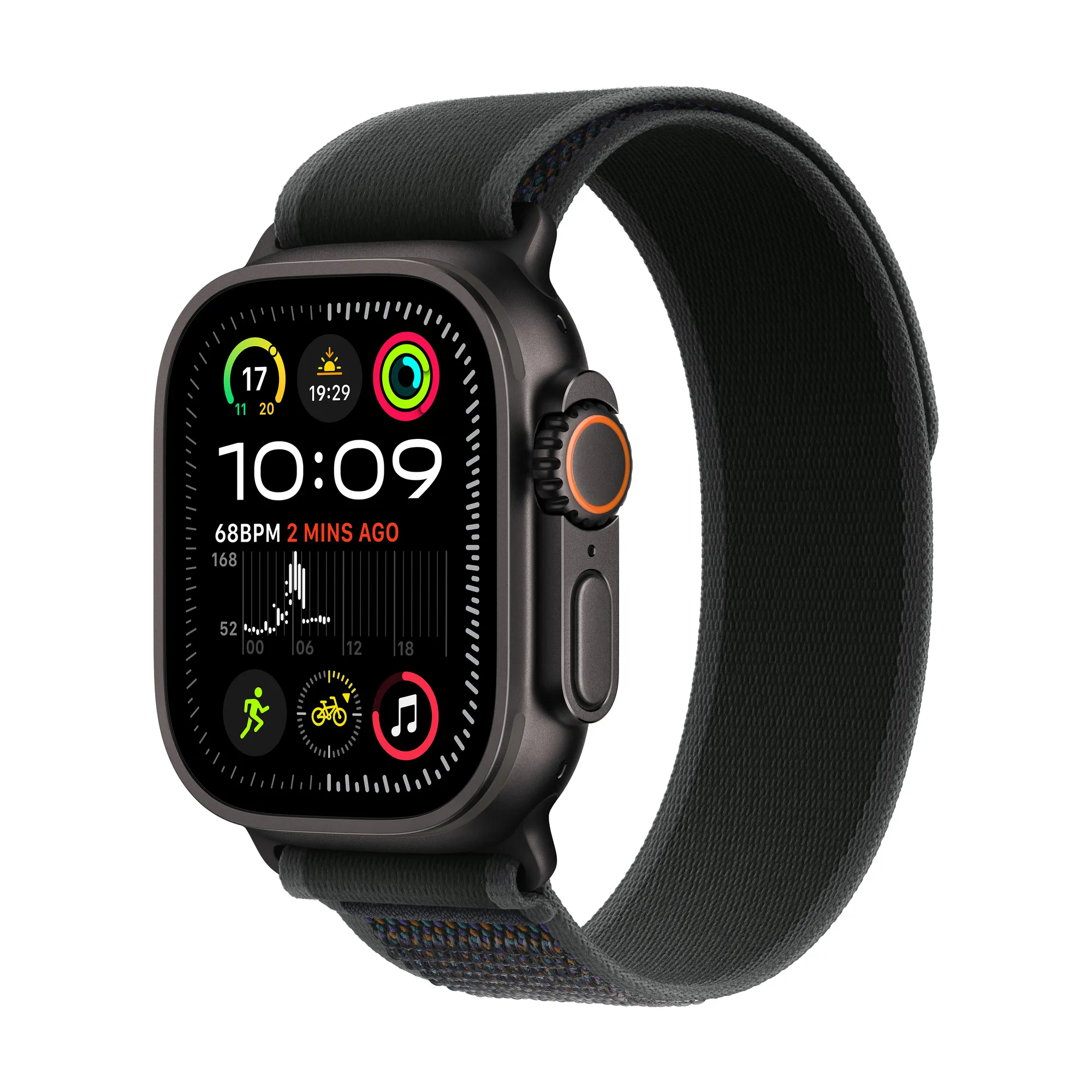 Apple Watch Ultra 2 GPS + Cellular, 49 mm-es fekete titántok, fekete Terep pánt - S/M