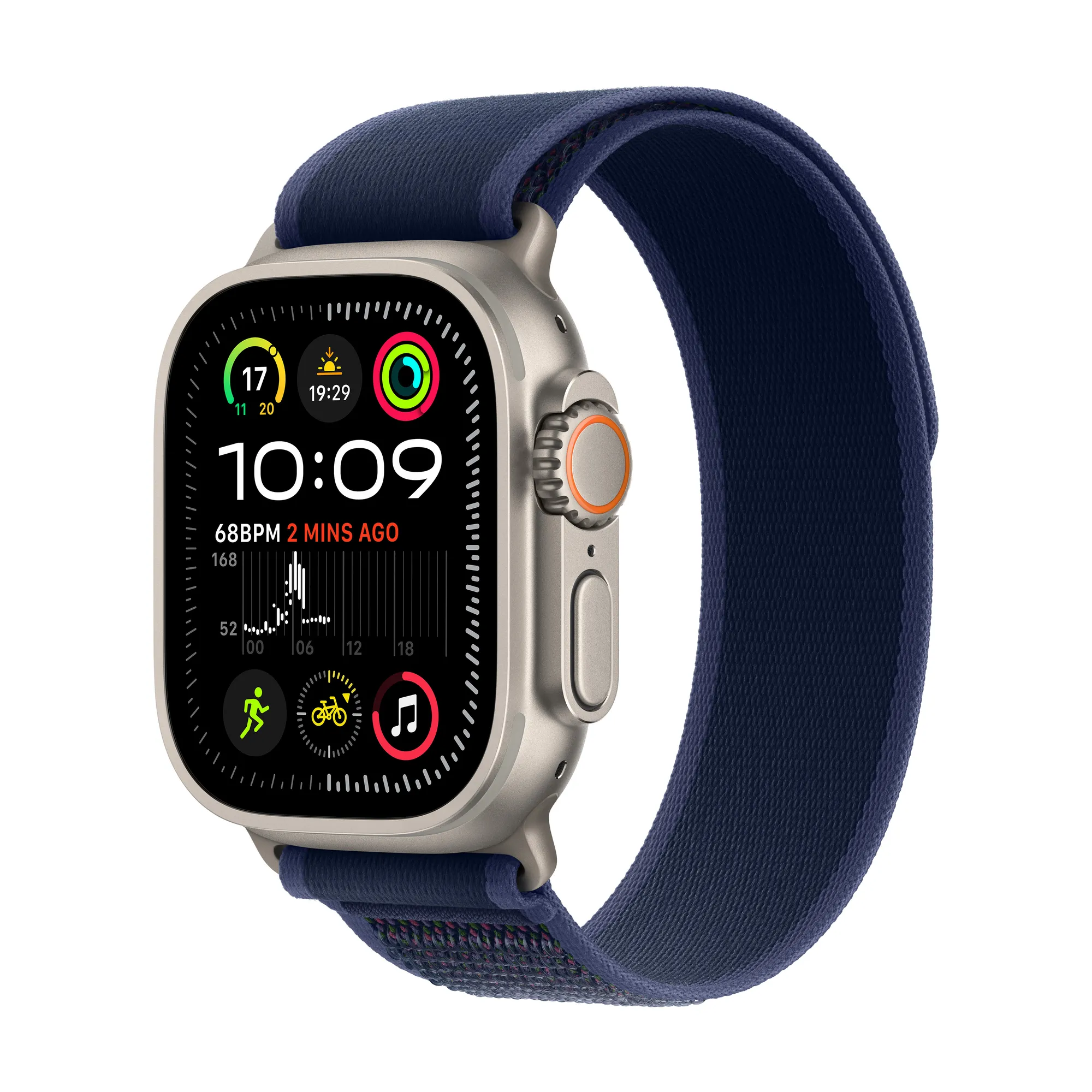 Apple Watch Ultra 2 GPS + Cellular, 49 mm-es natúr titántok, kék Terep pánt - M/L