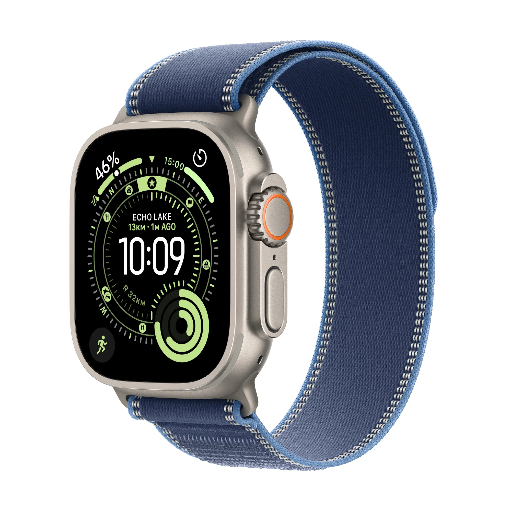 Apple Watch Ultra 3 GPS + Cellular, 49 mm-es natúr titántok, kék-élénkkék Terep pánt – SM