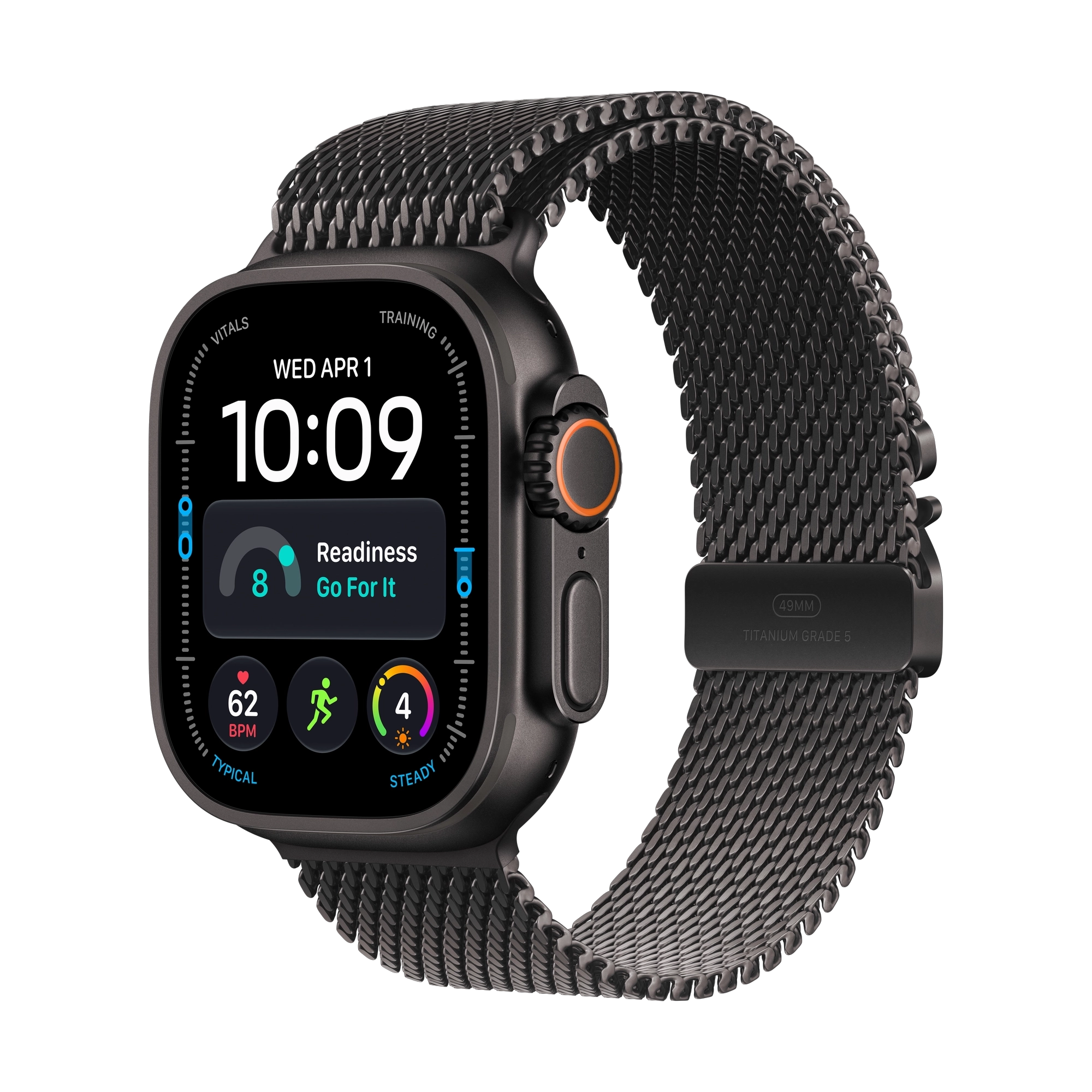 Apple Watch Ultra 4 GPS + Cellular 49mm Black Titanium Case with Black Titanium Milanese Loop - L