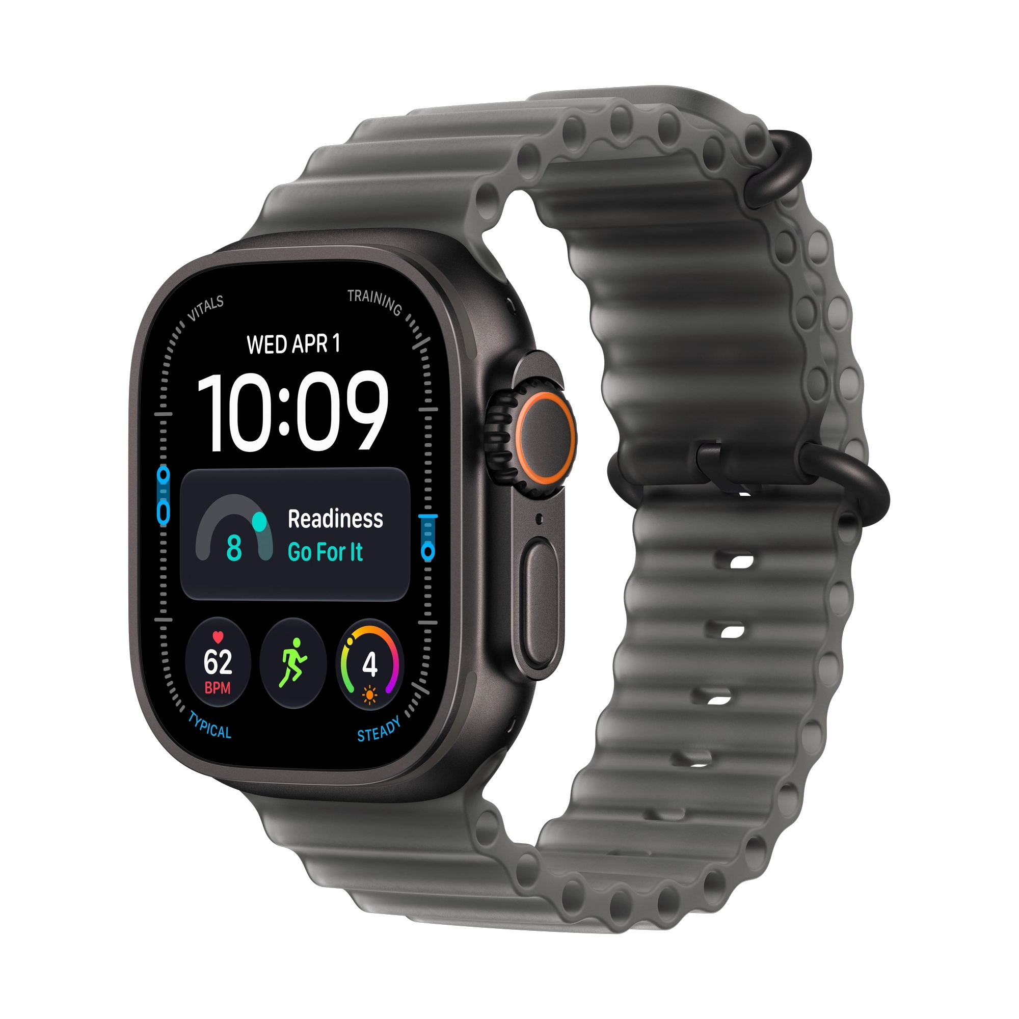 Apple Watch Ultra 4 GPS + Cellular 49mm Black Titanium Case with Translucent Black Ocean Band