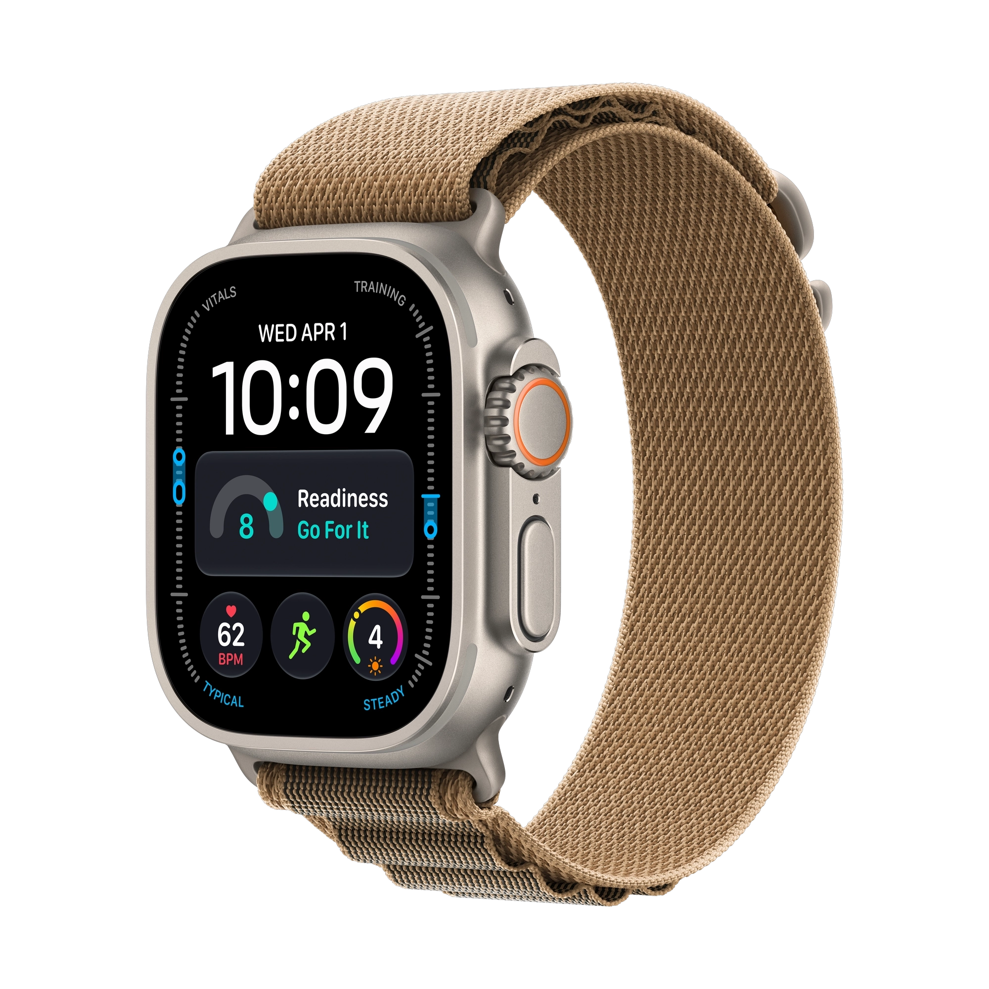 Apple Watch Ultra 4 GPS + Cellular 49mm Natural Titanium Case with Desert Alpine Loop - S