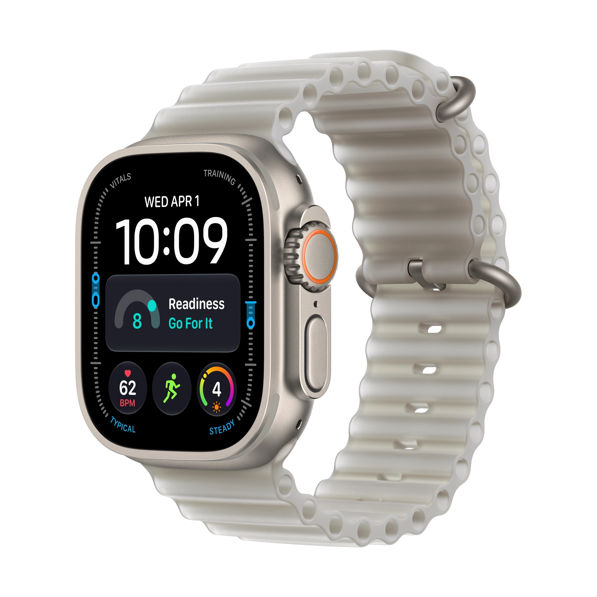Apple Watch Ultra 4 GPS + Cellular 49mm Natural Titanium Case with Translucent Grey Ocean Band