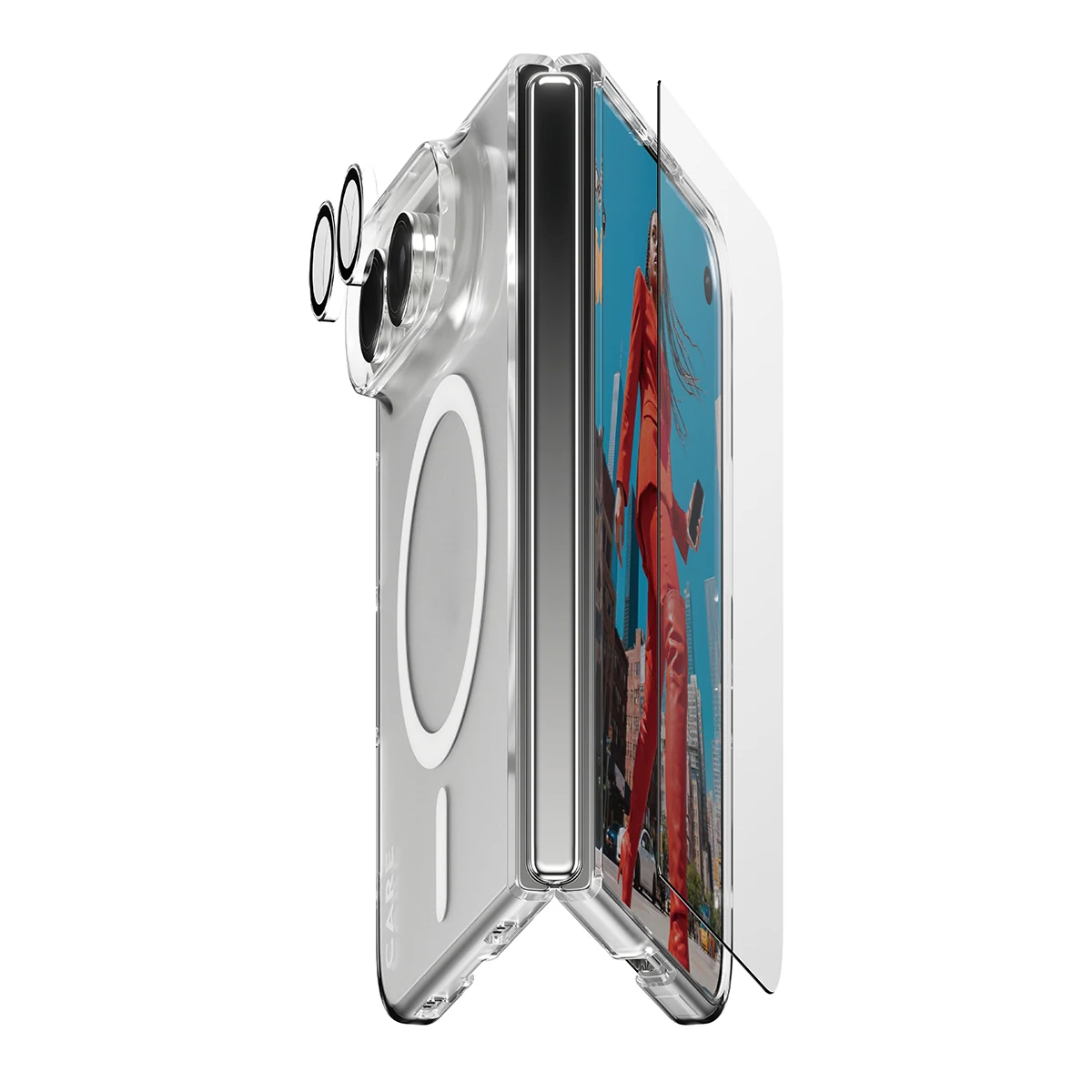 CARE by PanzerGlass 3-in-1 iPhone Duo tok-fólia-kameralencsevédő bundle