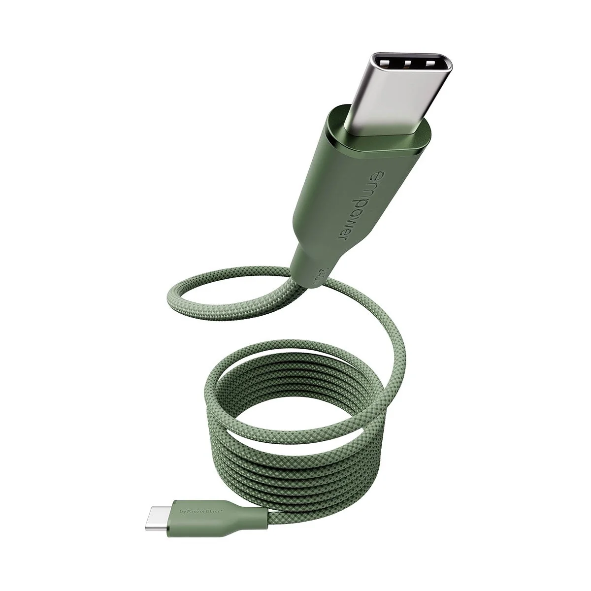 empower by PanzerGlass mágneses 240W USB-C 1.5m-es töltőkábel - zsályazöld