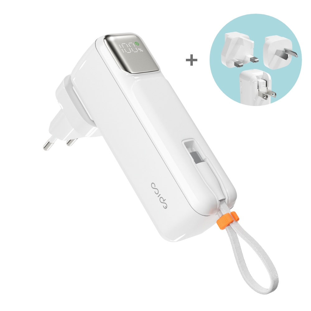epico UltraPack 2in1 5000mAh powerbank töltőfejjel - fehér