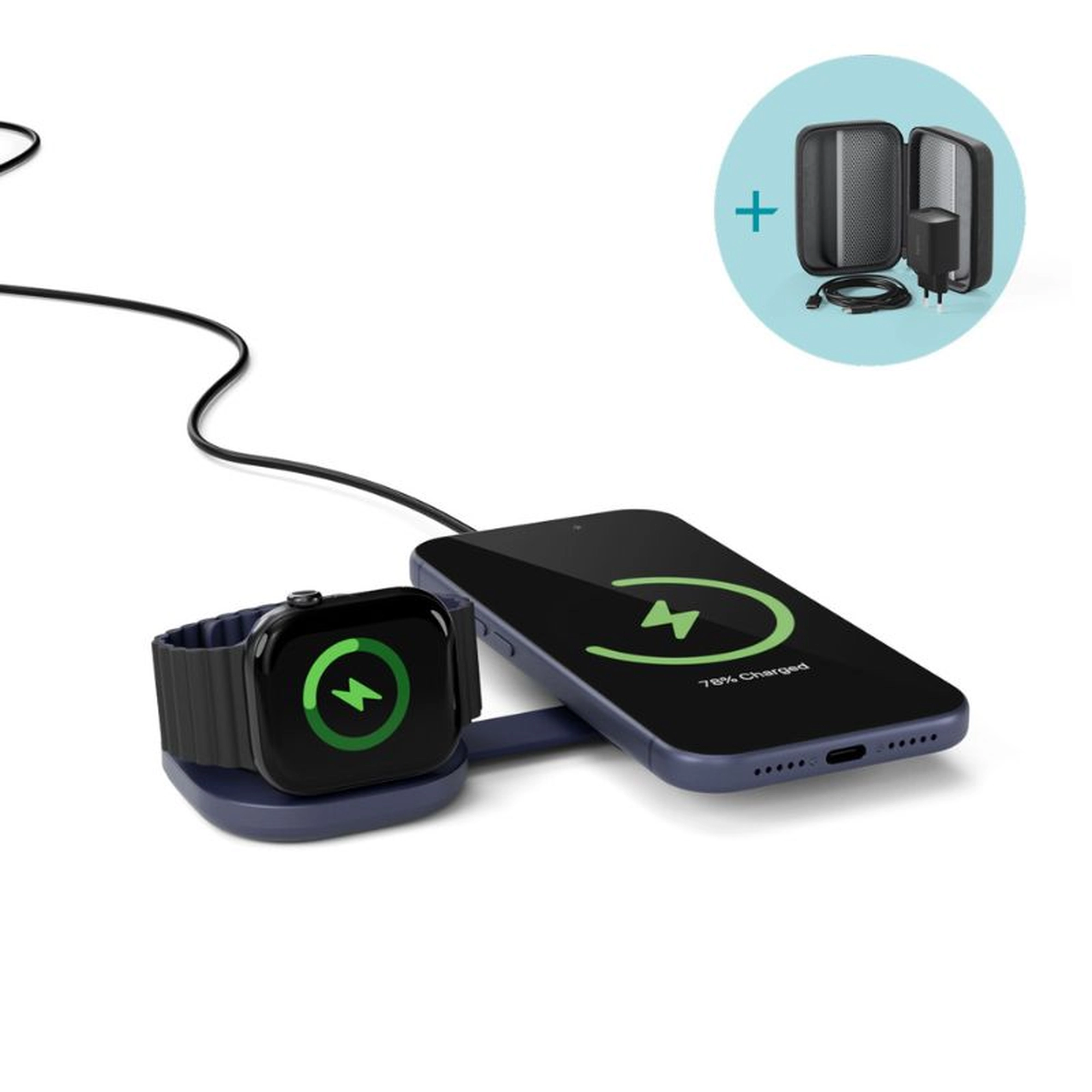 epico UltraBase Qi2 25W 2in1 összecsukható MagSafe töltő - mélykék
