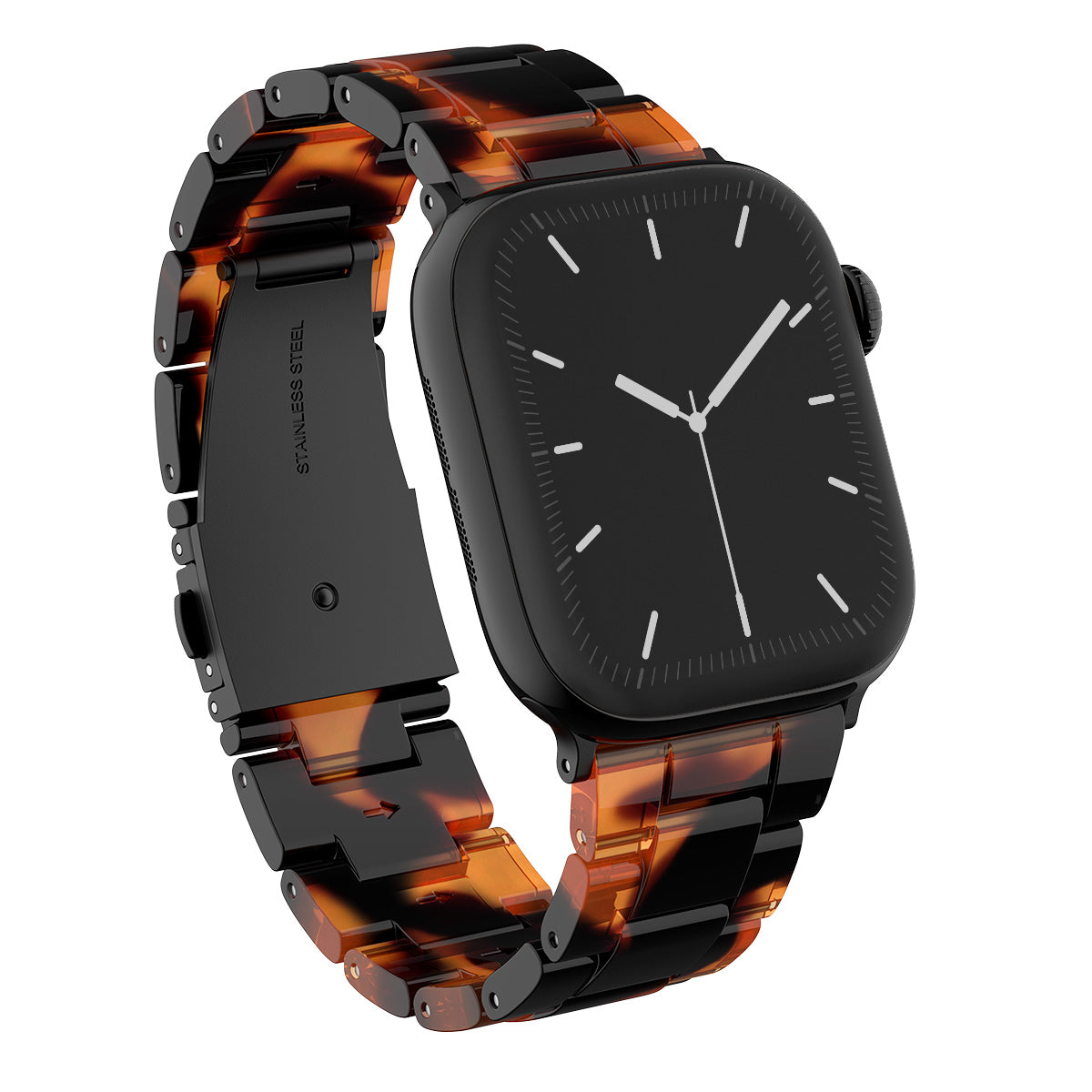 BURGA Apple Watch 44/45/46/49mm acetát szíj - mézszín teknőcmintás (fekete szerkezet)