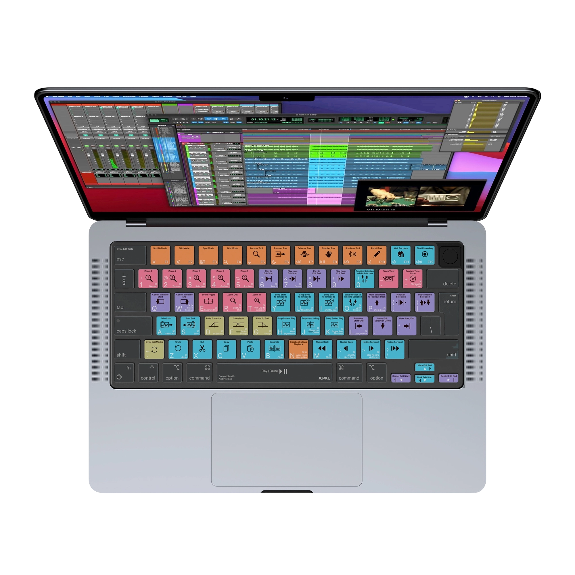 JCPal Verskin Avid Pro Tools gyorsbillentyűs billentyűzetvédő - MacBook Air 13/15, Pro 14/16 (2021-2026) - nemzetközi angol kiosztás