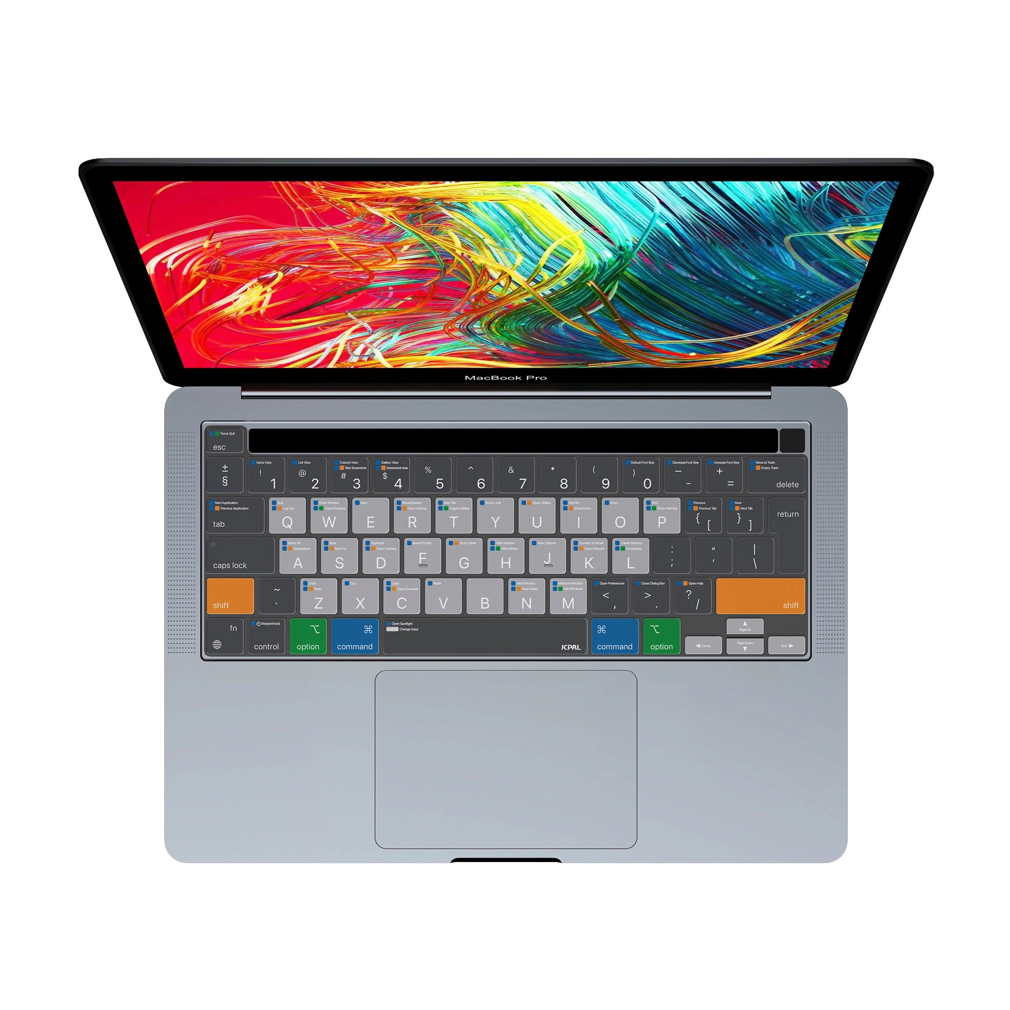 JCPal Verskin macOS gyorsbillentyűs billentyűzetvédő - MacBook Pro 13" (2020-2022) és 16" (2019) - nemzetközi angol kiosztás