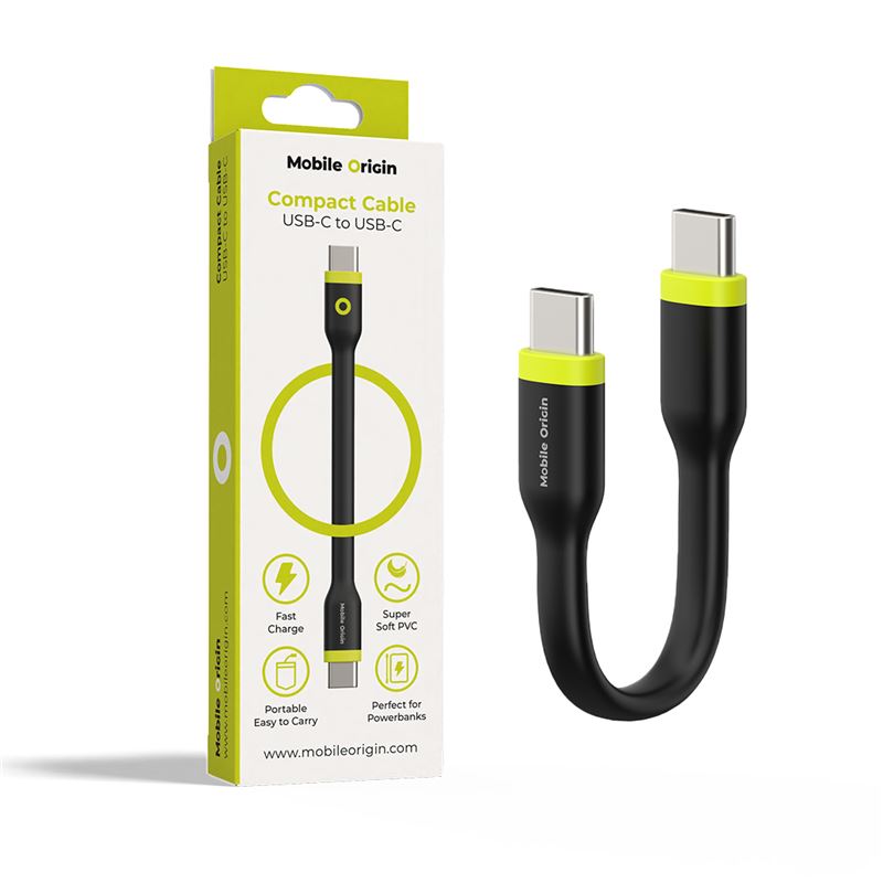 Mobile Origin kompakt USB-C - USB-C kábel - fekete