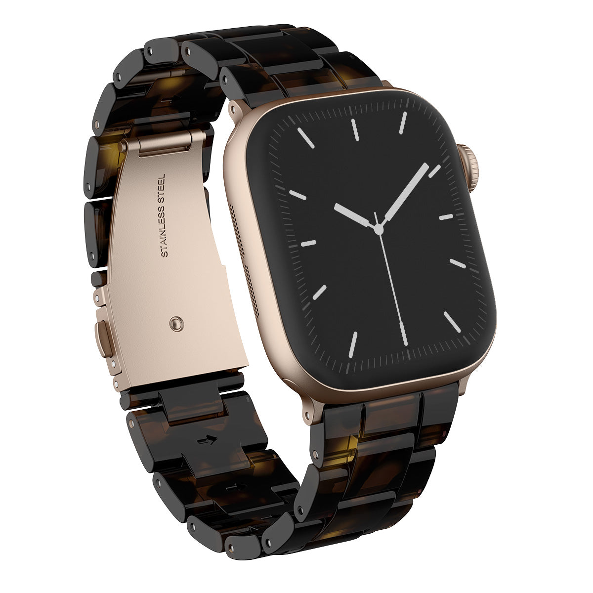 BURGA Apple Watch 38/40/41mm acetát szíj - fekete (rózsaarany szerkezet)
