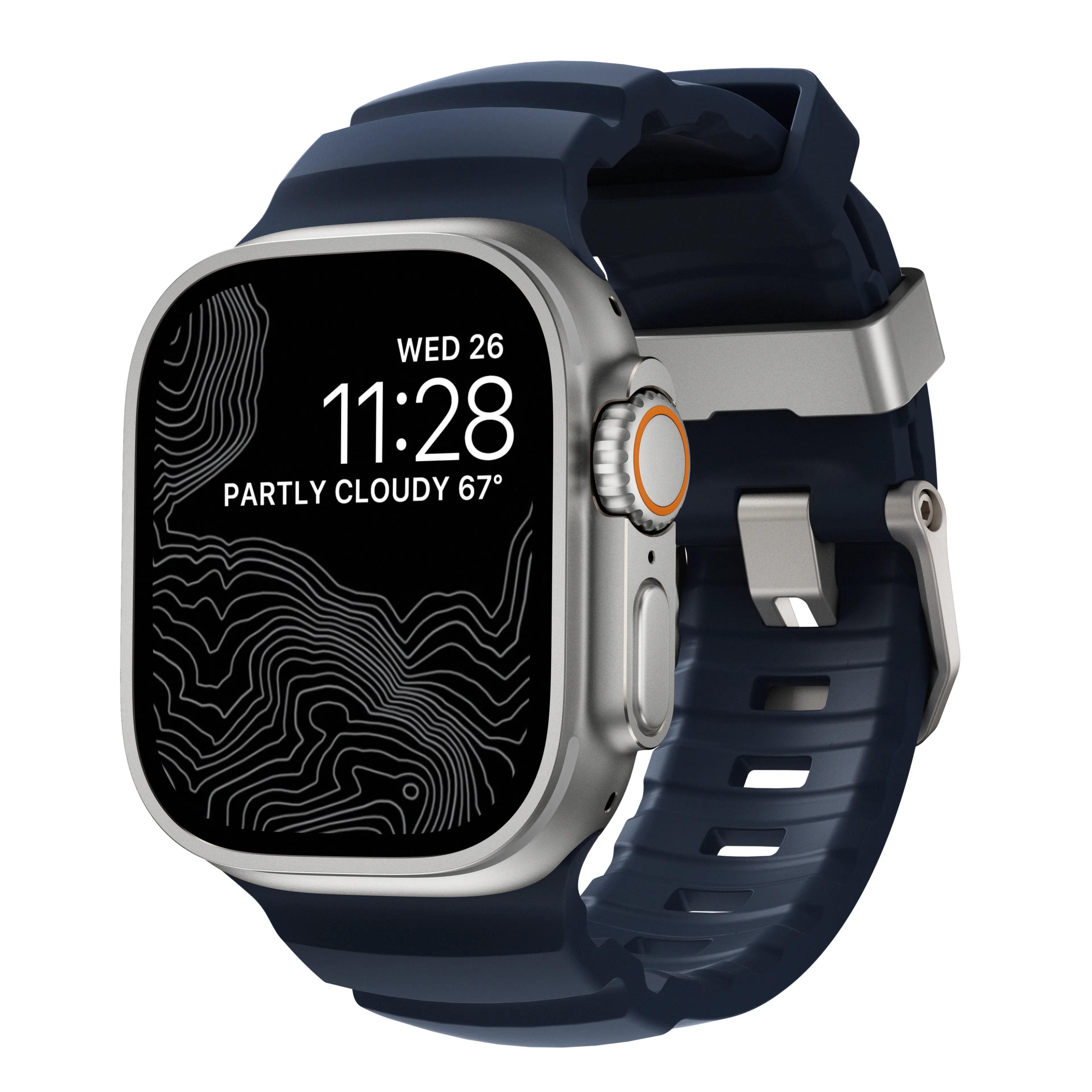 NOMAD Rocky Point Apple Watch 44/45/46/49mm gumi sportszíj - mélykék