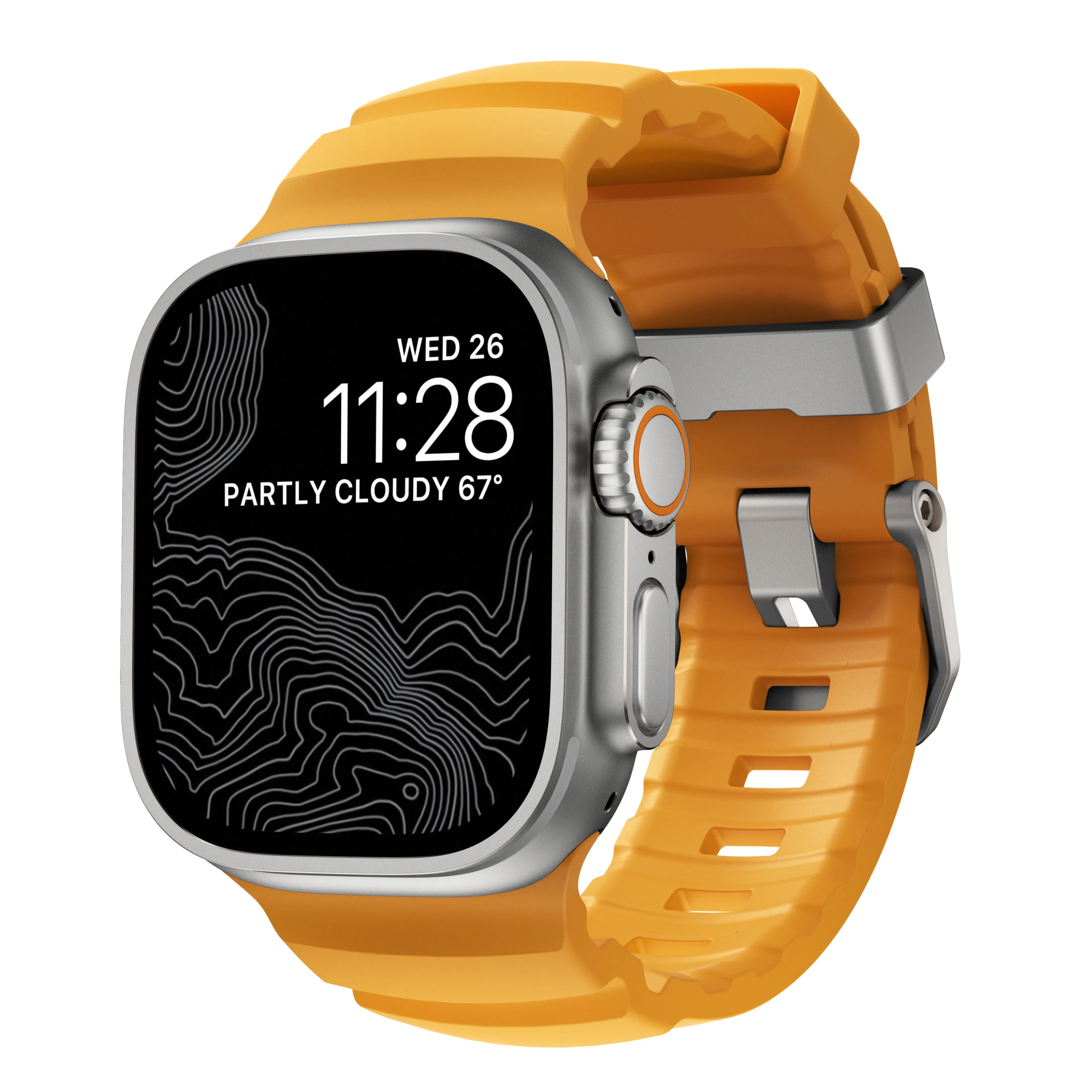 NOMAD Rocky Point Apple Watch 44/45/46/49mm gumi sportszíj - sárga