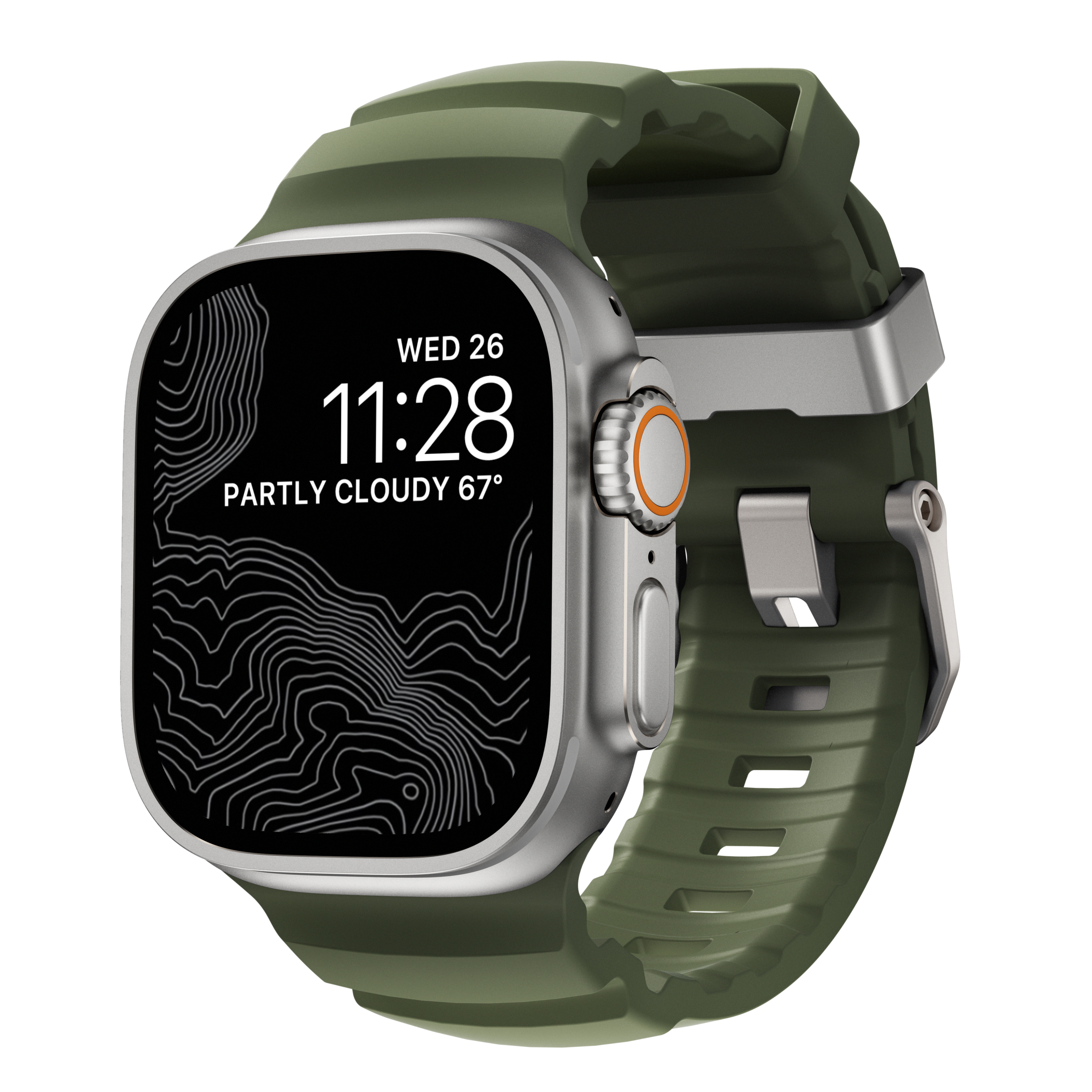 NOMAD Rocky Point Apple Watch 44/45/46/49mm gumi sportszíj - Erdőzöld 