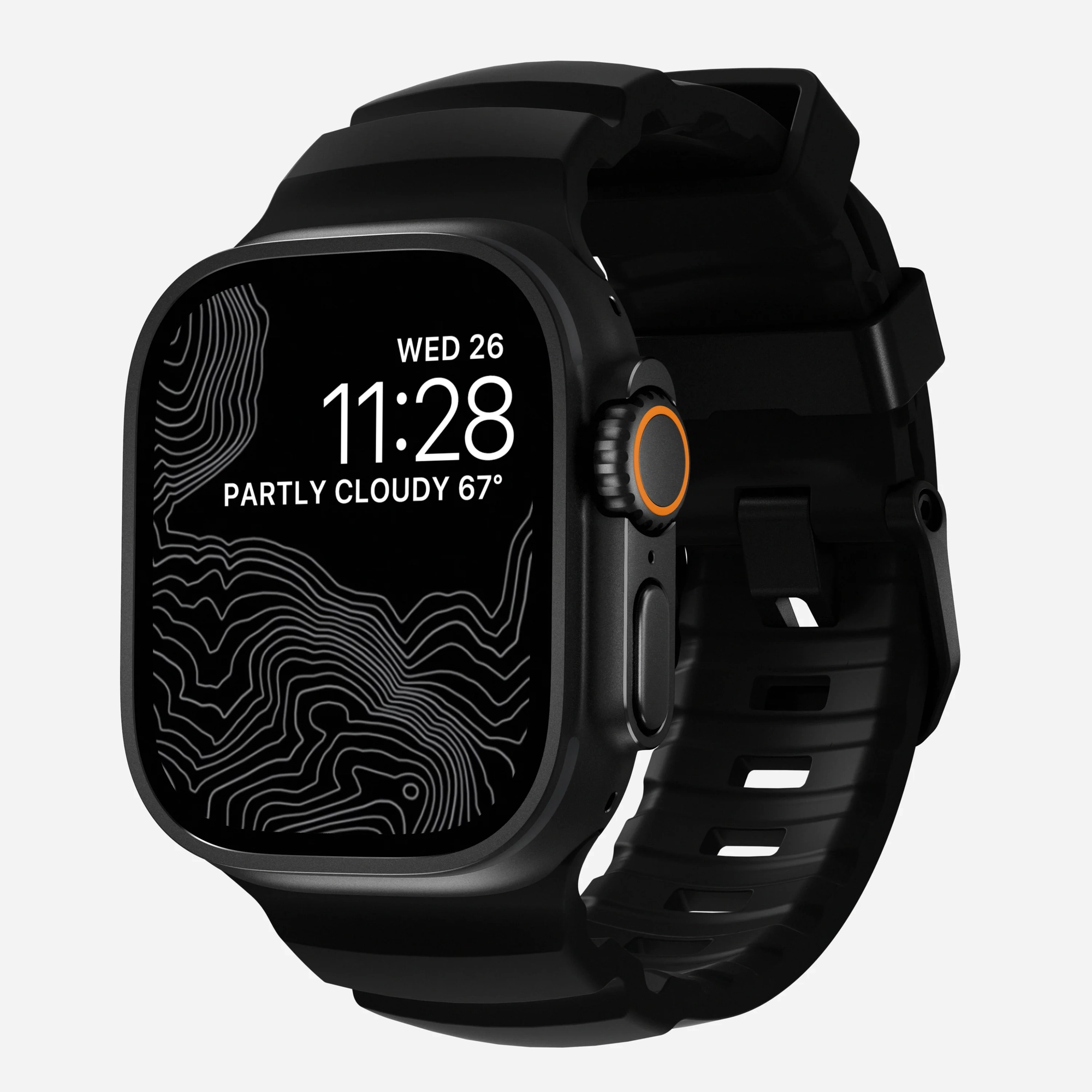 NOMAD Rocky Point Apple Watch 44/45/46/49mm gumi sportszíj - szénfekete