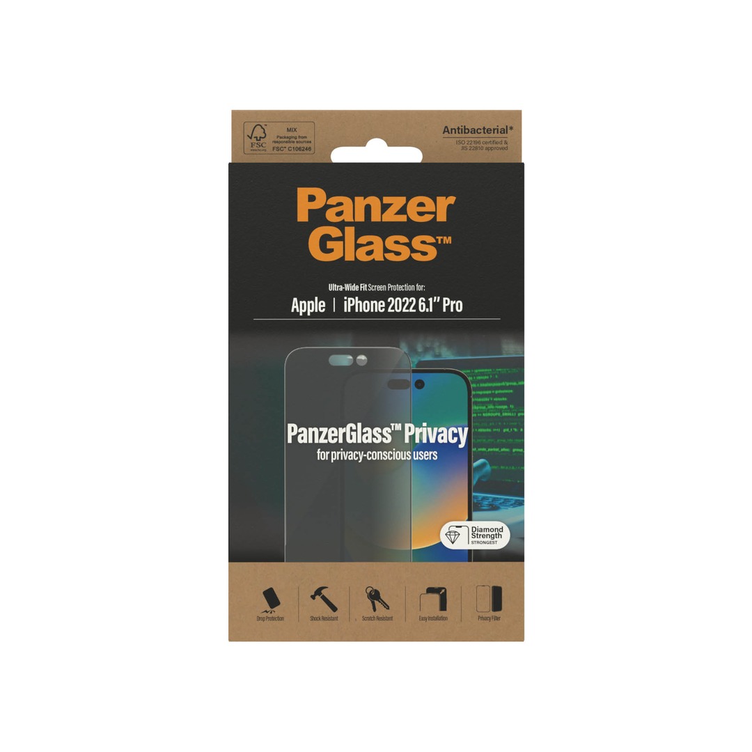 PANZER GLASS Ultra-Wide Fit iPhone 14 Pro kijelzővédő üvegfólia  - Betekintés gátló