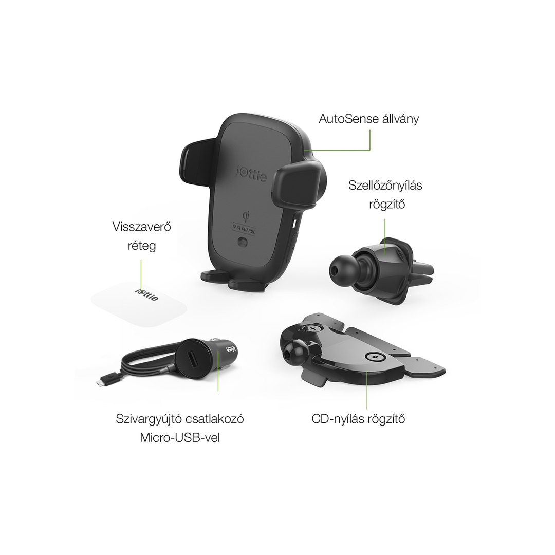 iOttie AutoSense szellőzőnyílásba és CD lejátszóba helyezhető autós tartó Qi töltővel