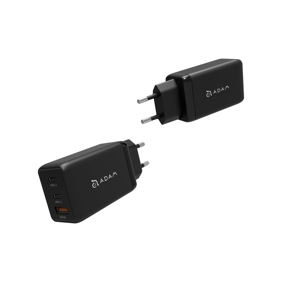 ADAM ELEMENTS OMNIA F6 65W töltő adapter 2 méteres USB-C kábellel - fekete