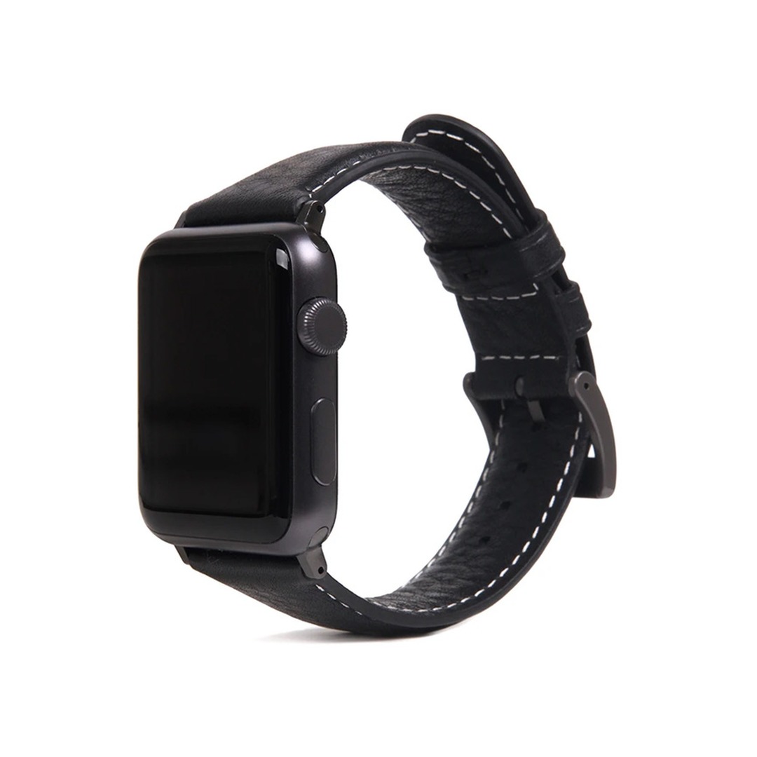 SLG Design D6 Apple Watch 38/40/41mm fekete bőrszíj