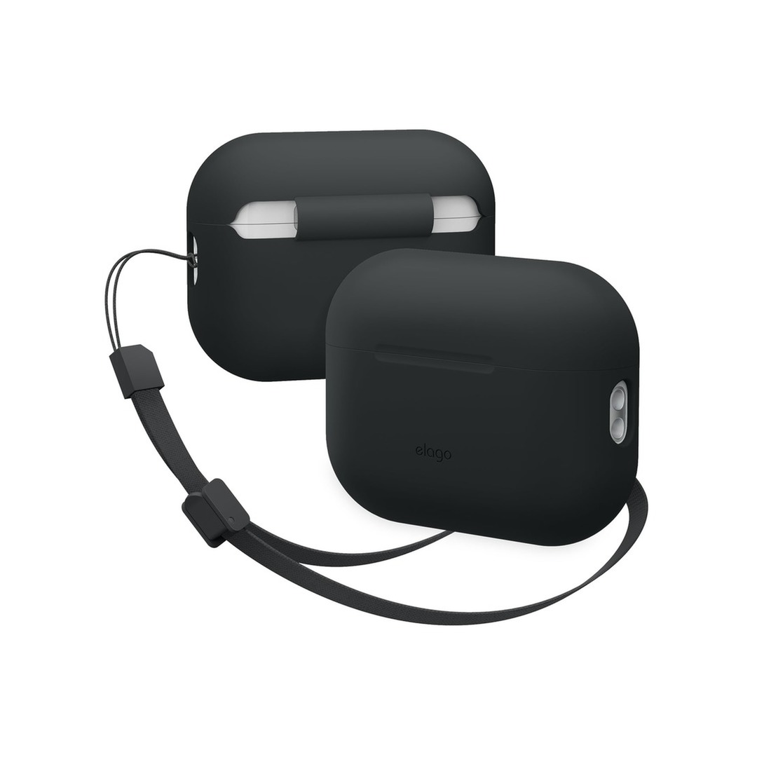 ELAGO Silicone Case for AirPods Pro 2 with Strap - Black