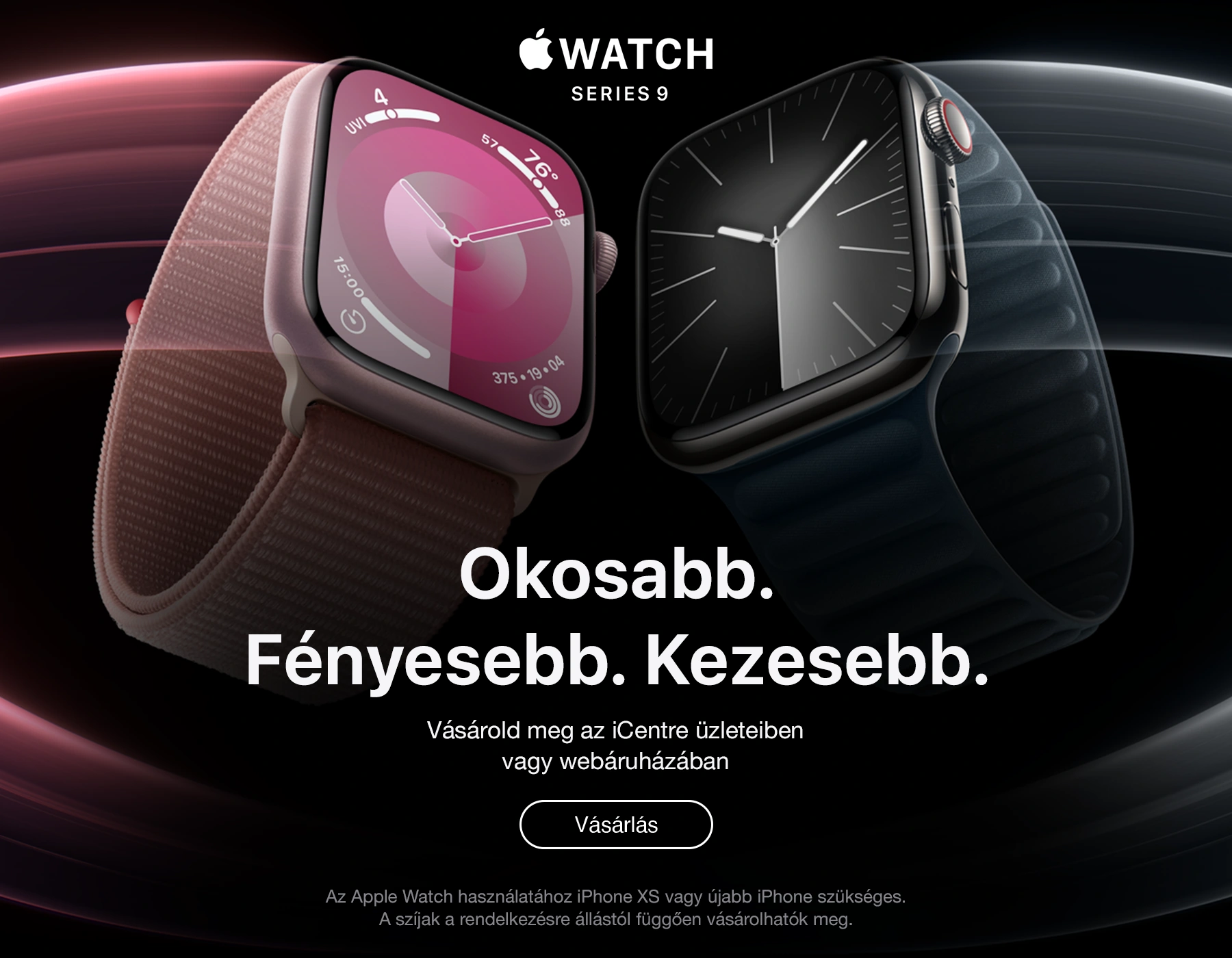 Az új Apple Watch 9 most még okosabb, fényesebb és kezesebb. A Series 9 segít aktívan élni, óvni az egészségedet és a testi épségedet