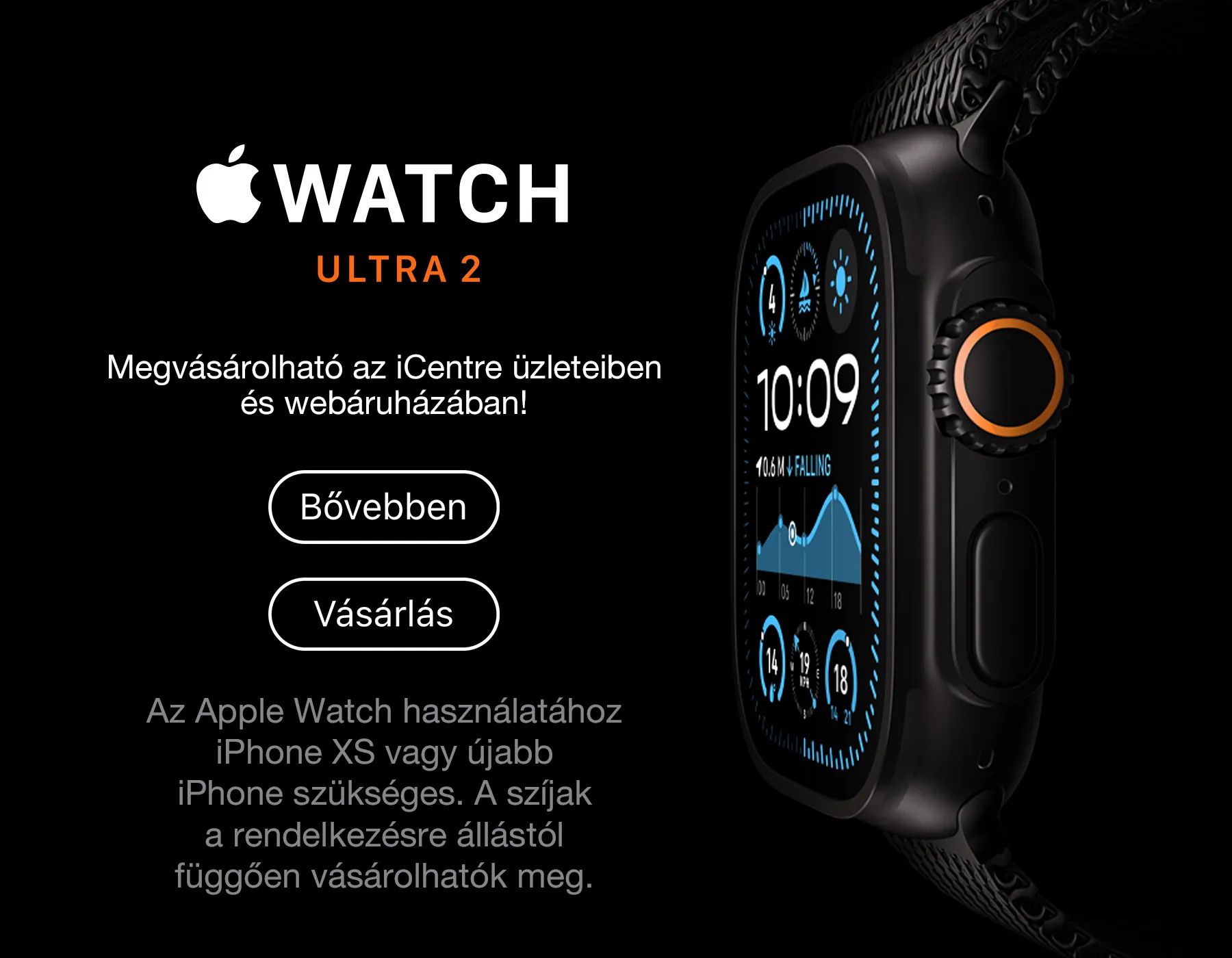 Az Apple Watch Ultra 2 ideális karóra sportolásra és kalandra – már új, lenyűgöző fekete titántokkal is elérhető.