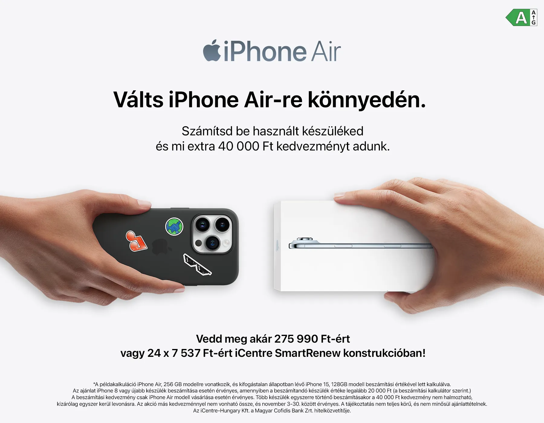 iPhone Air készülékbeszámítási kedvezménnyel!