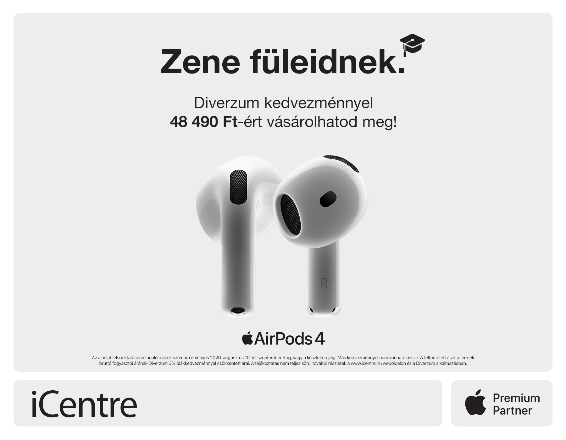 AirPods 4 ajánlat diákoknak már 48 490 Ft-ért 