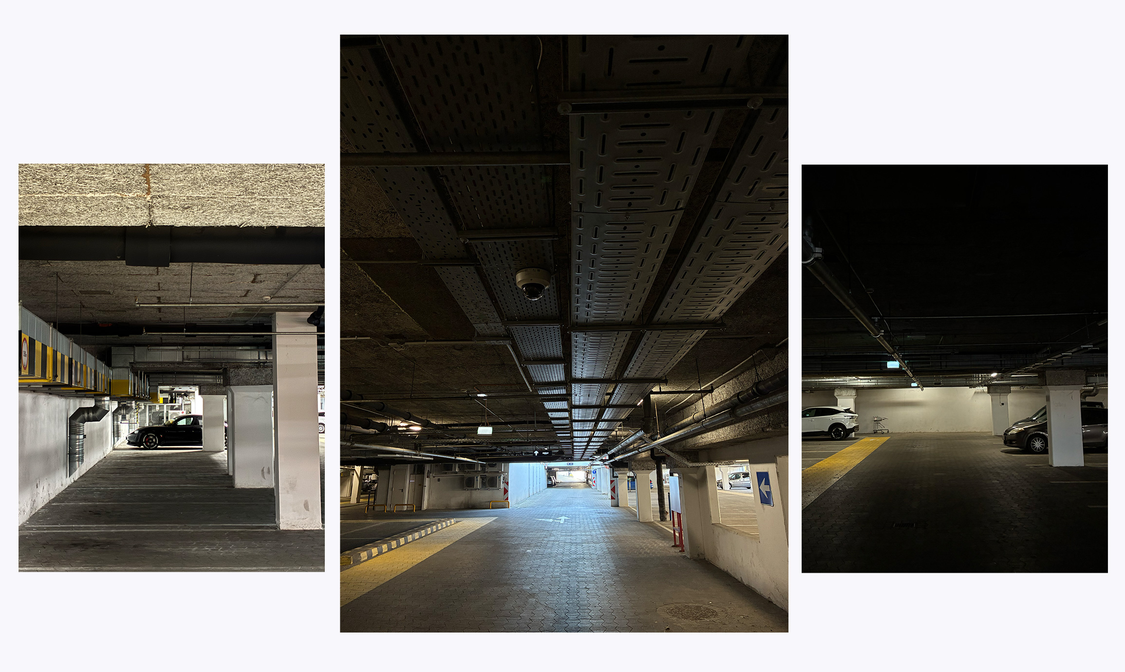 Sötét parkolóban készült képek iPhone 17e-vel