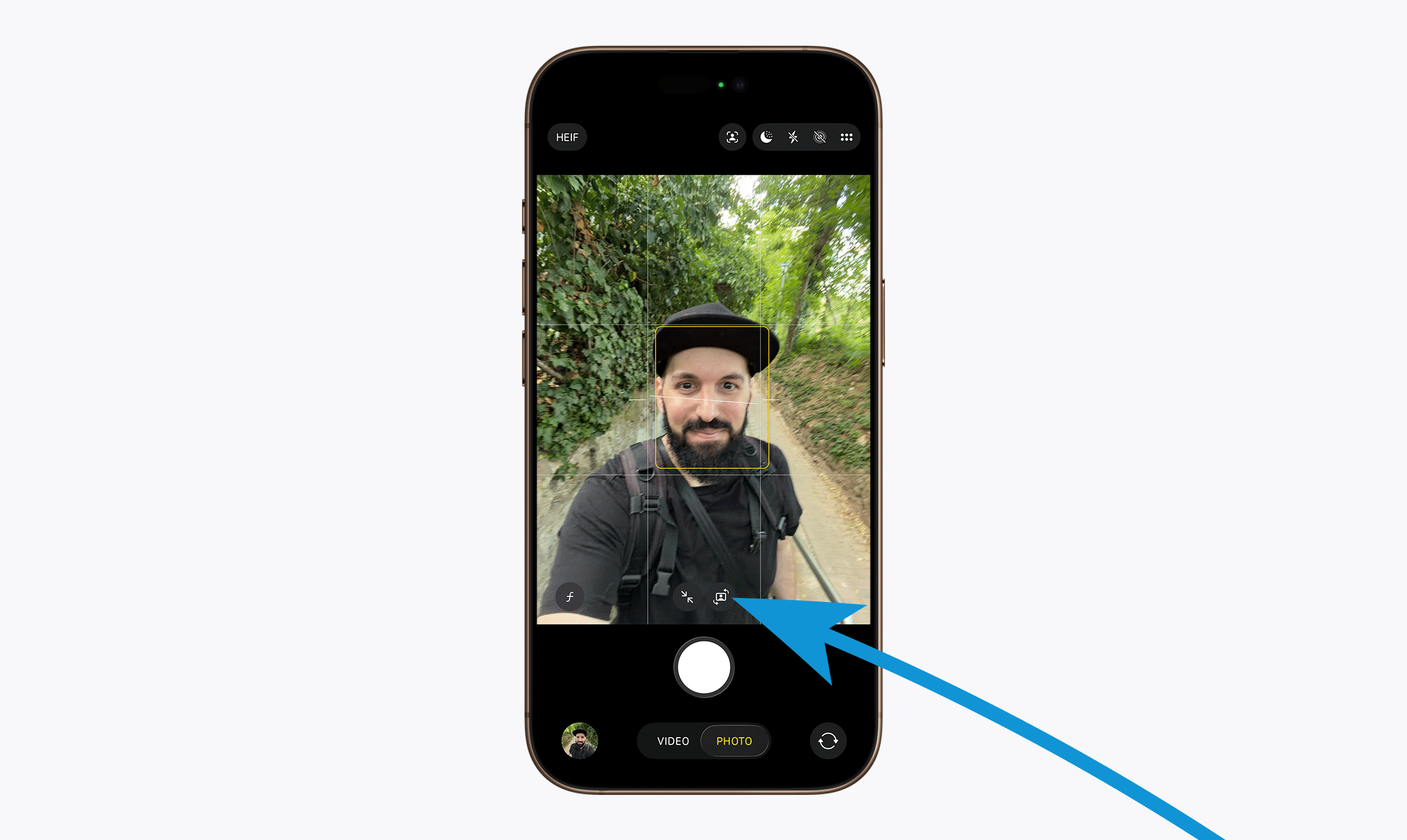 Center stage beállítása az iPhone kamera applikációjában