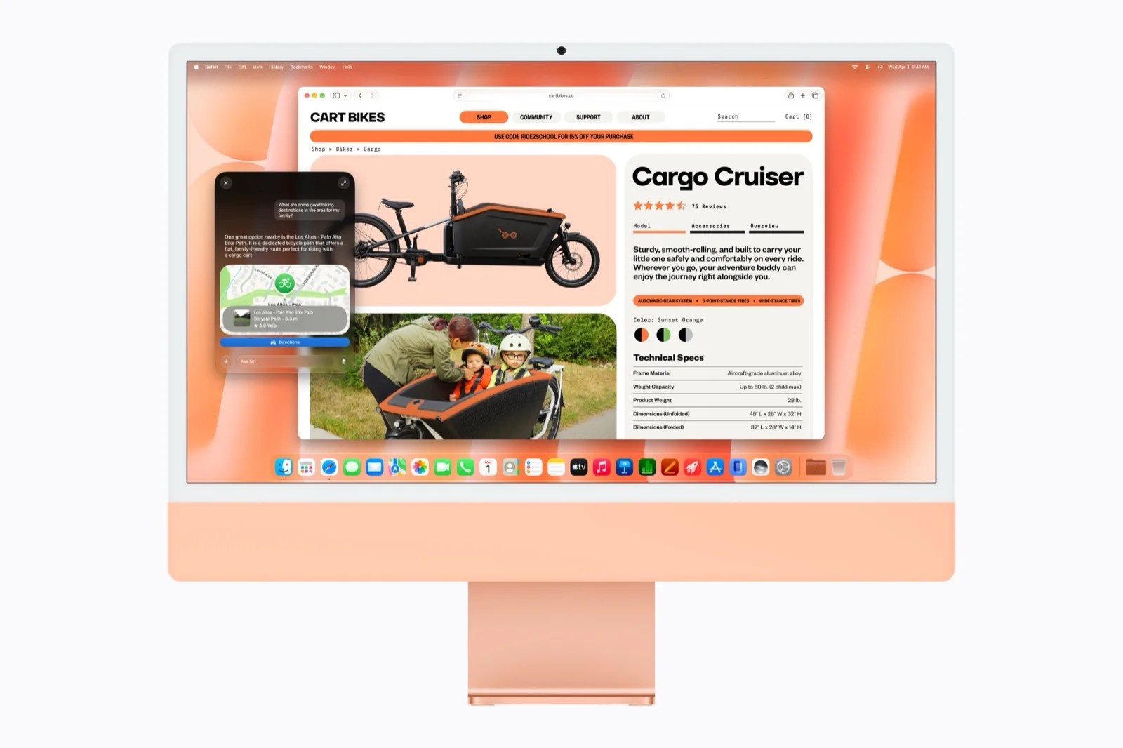 AI válasza a Safari mellett a narancs iMacen
