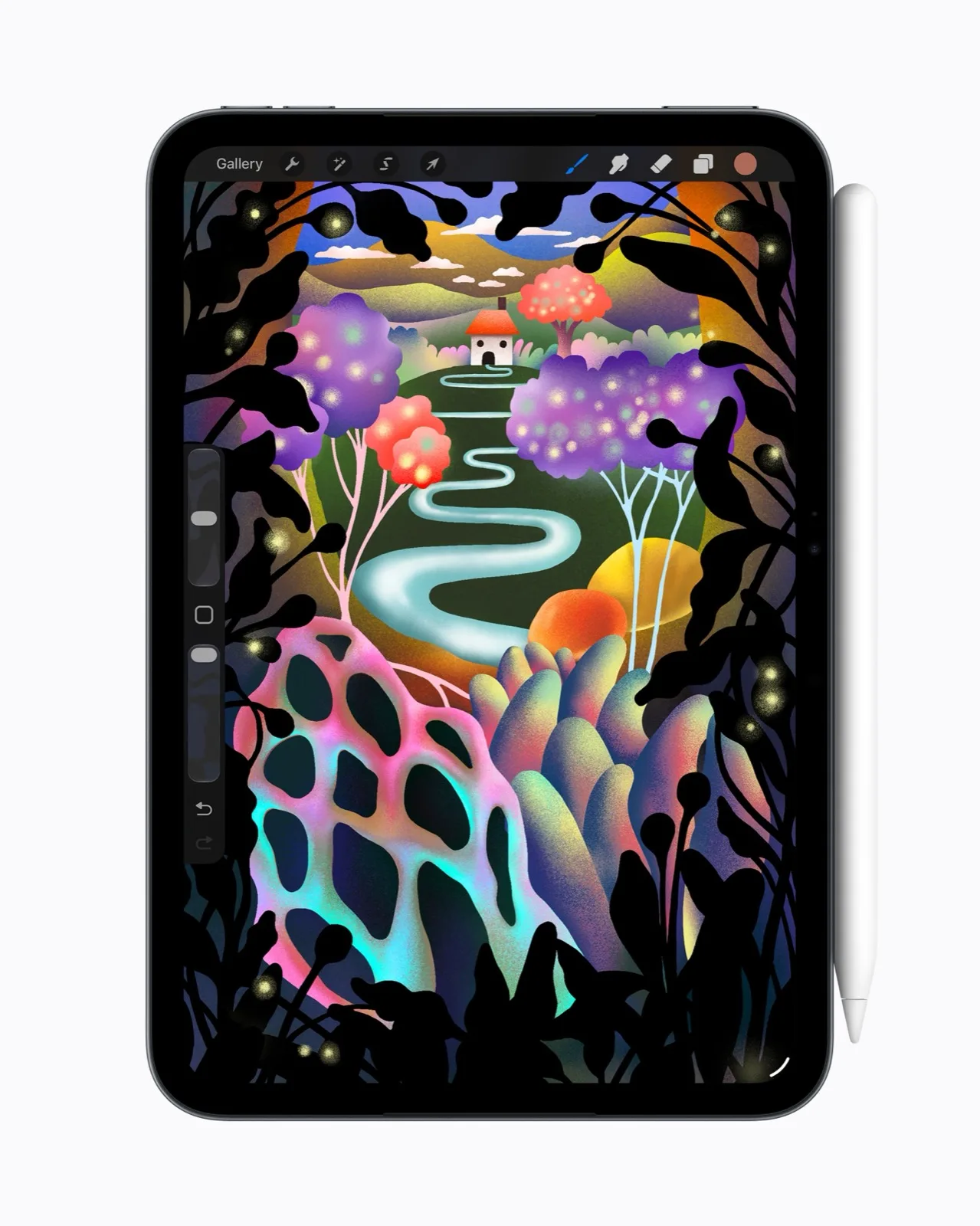 Rajz készül az iPad minin, mellette az Apple Pencil Pro