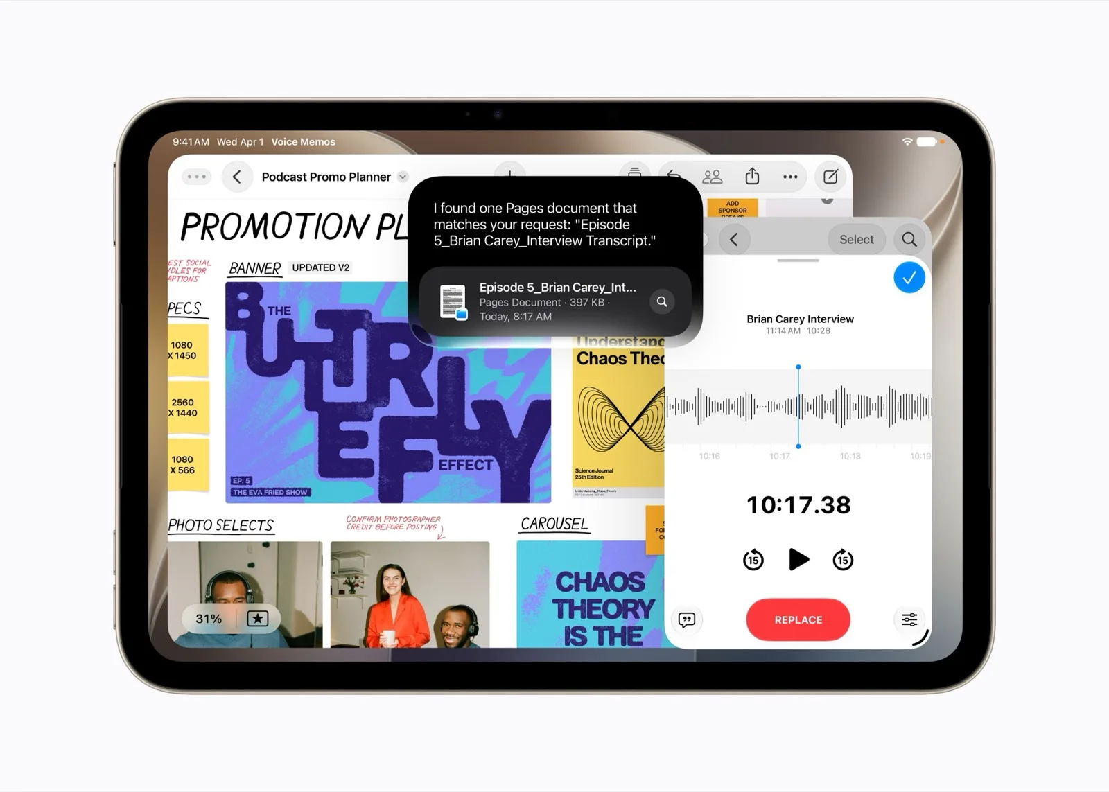 Több app egyszerre nyitva az iPad minin az iPadOS 27 rendszerben